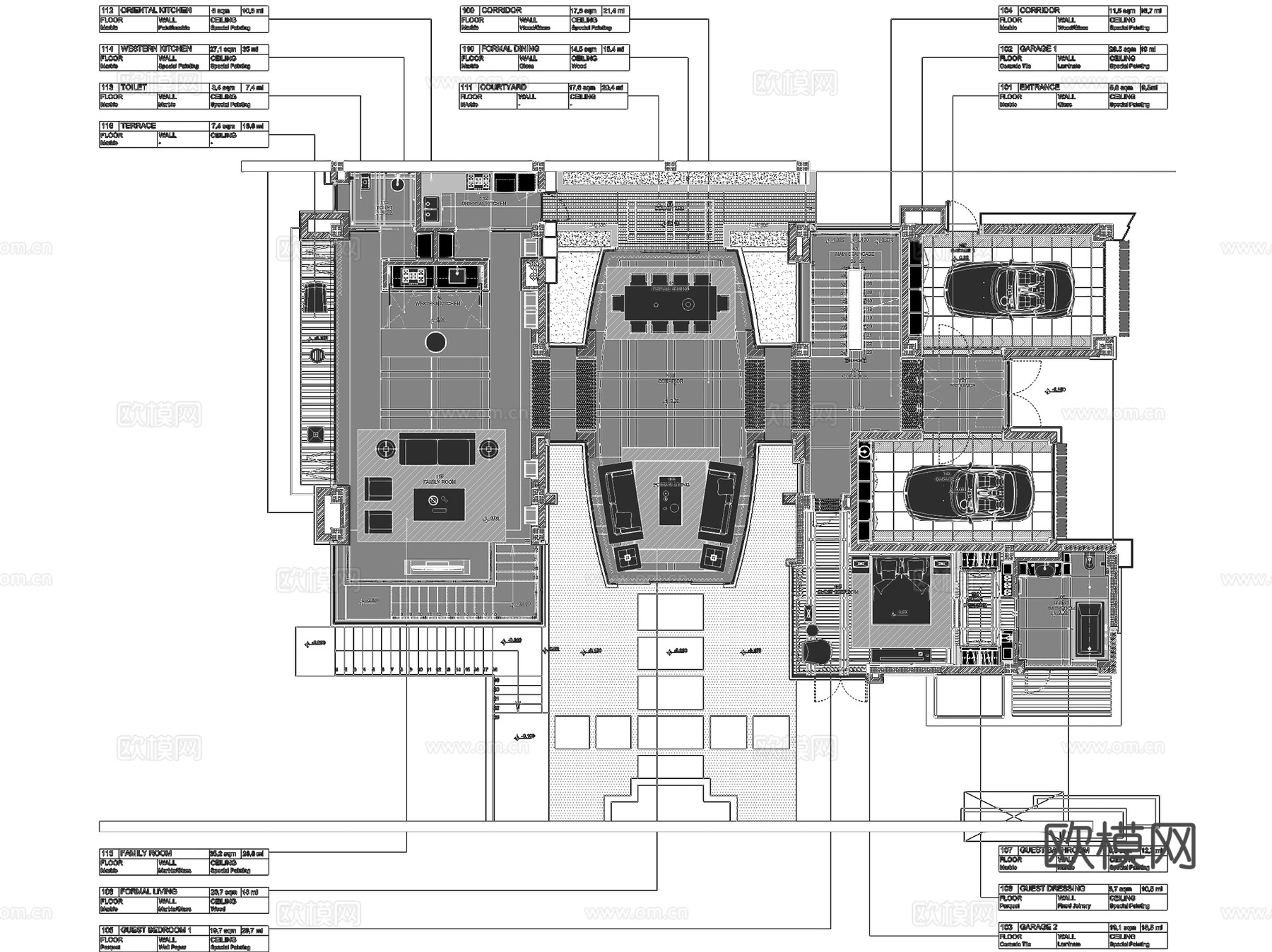 成都麓湖生态城二层别墅A户型样板间室内家装CAD施工图整套cad施工图