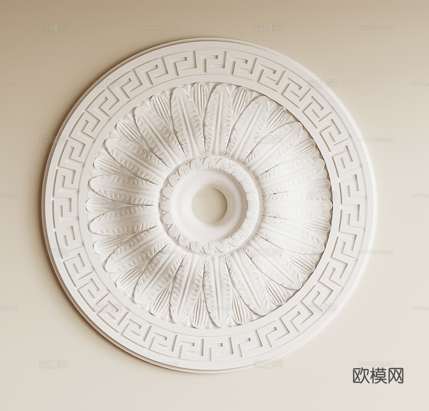 法式复古石膏灯盘3d模型下载