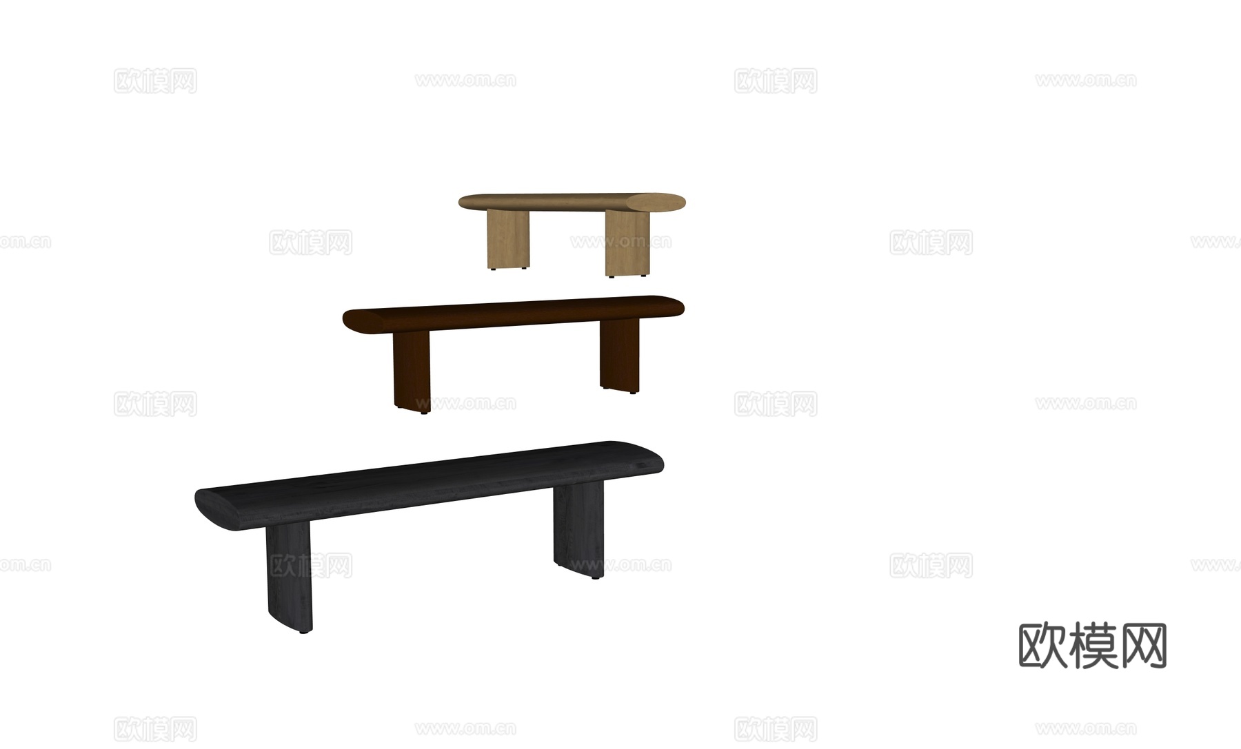 现代中古条凳床尾凳su模型