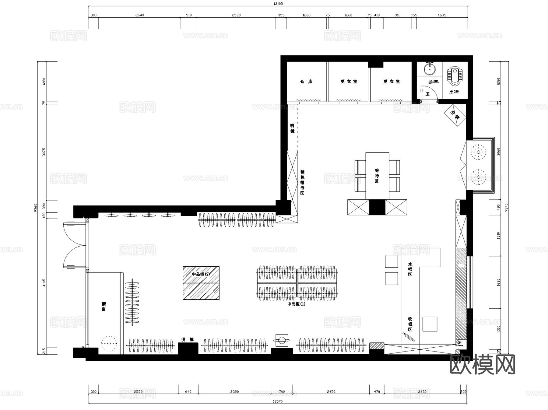 厦门庄姿女装服饰服装店室内工装CAD施工图整套cad施工图
