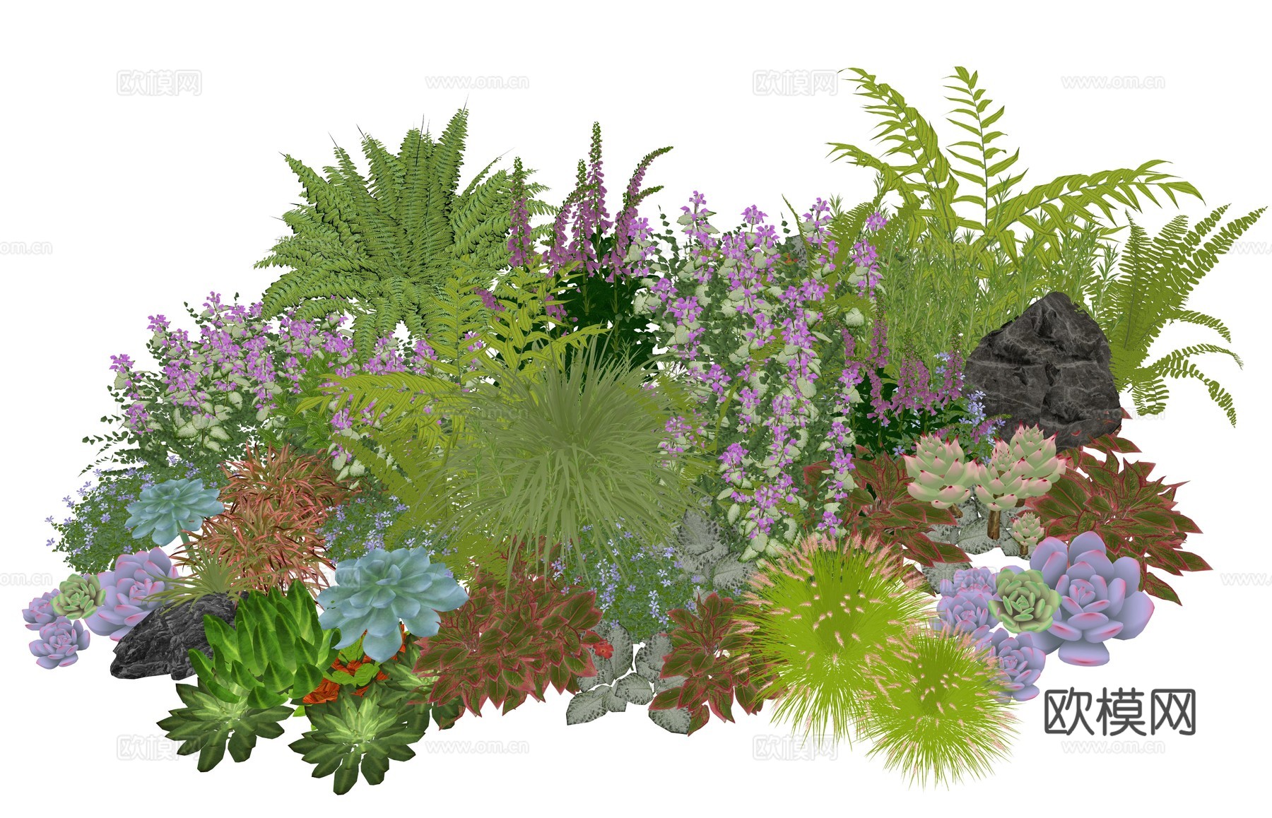 现代庭院景观植物组合su模型