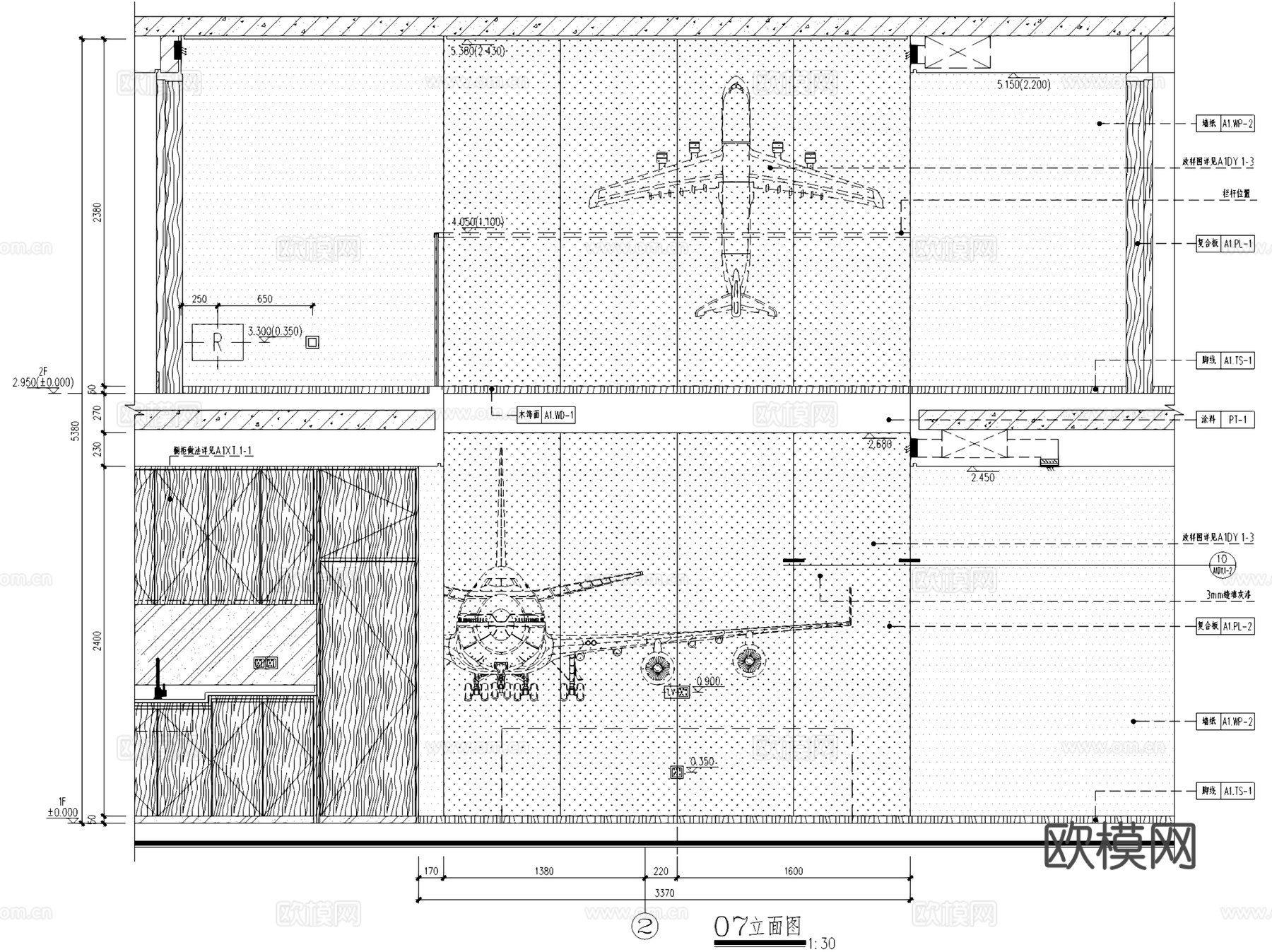 大兴万科天地商改住鹿特丹三层别墅挑空样板间室内家装CADcad施工图