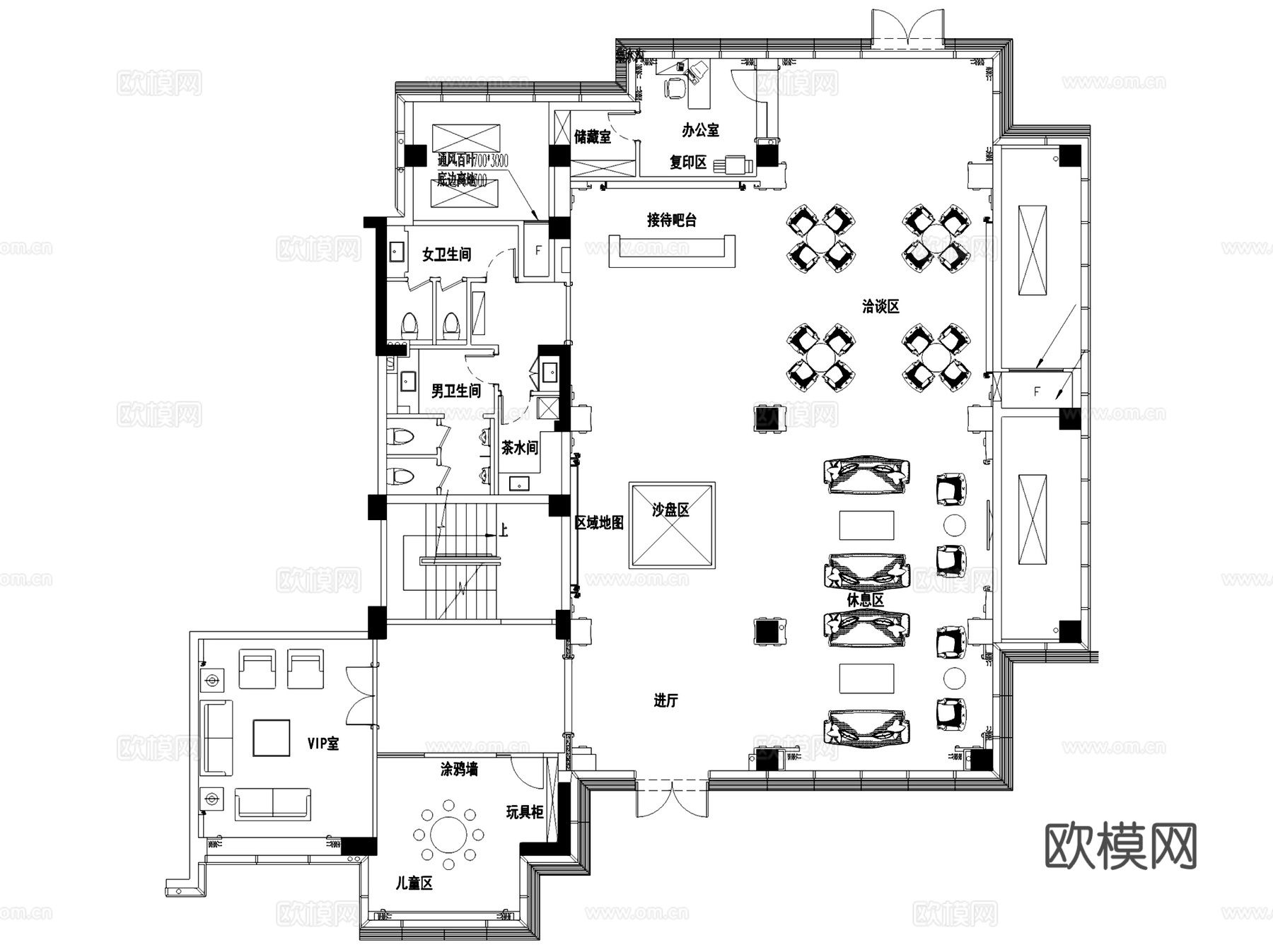 临平玉园销售展厅售楼处室内工装CAD施工图整套cad施工图