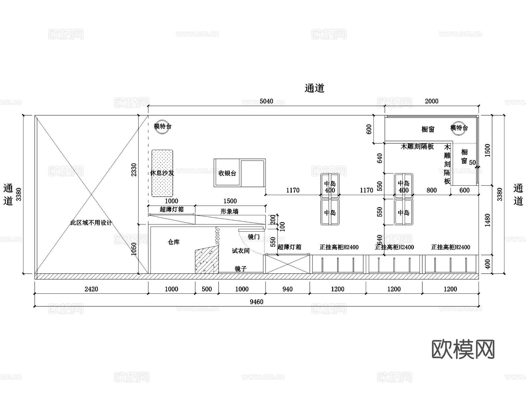 纤丝柏莉内衣服装店室内工装平面CAD施工图+3Dmax模型cad施工图