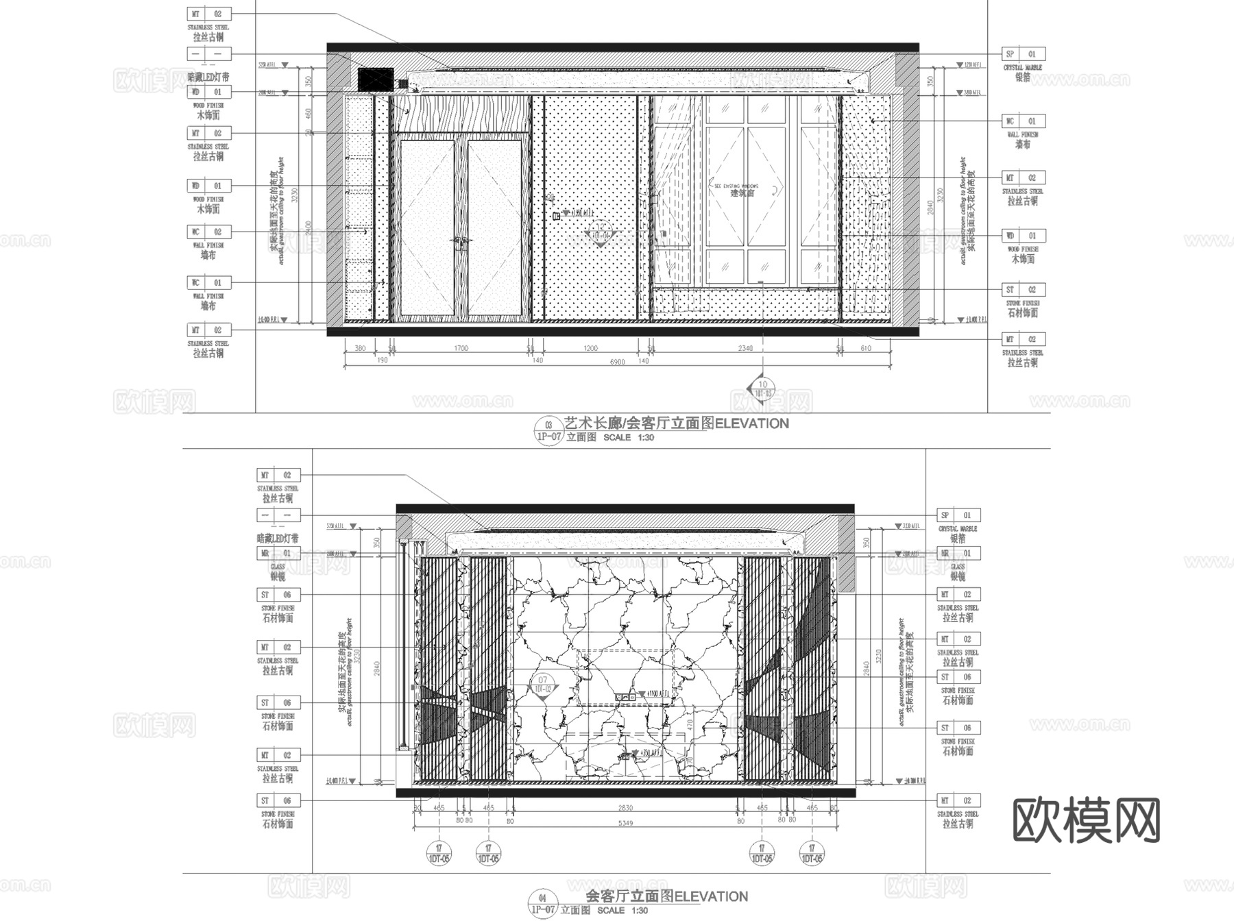 佛山绿岛湖四层别墅250户型室内家装CAD施工图整套cad施工图
