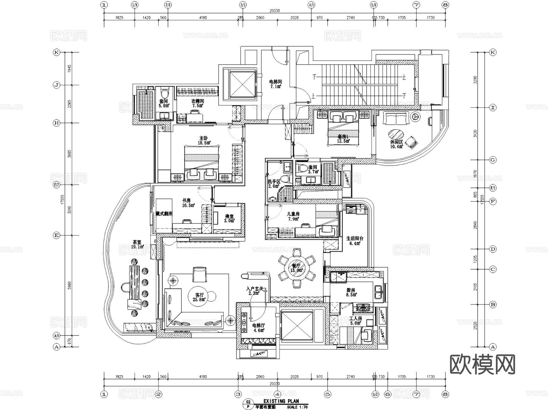 南信愉珑湾2栋2101室内家装CAD施工图整套cad施工图