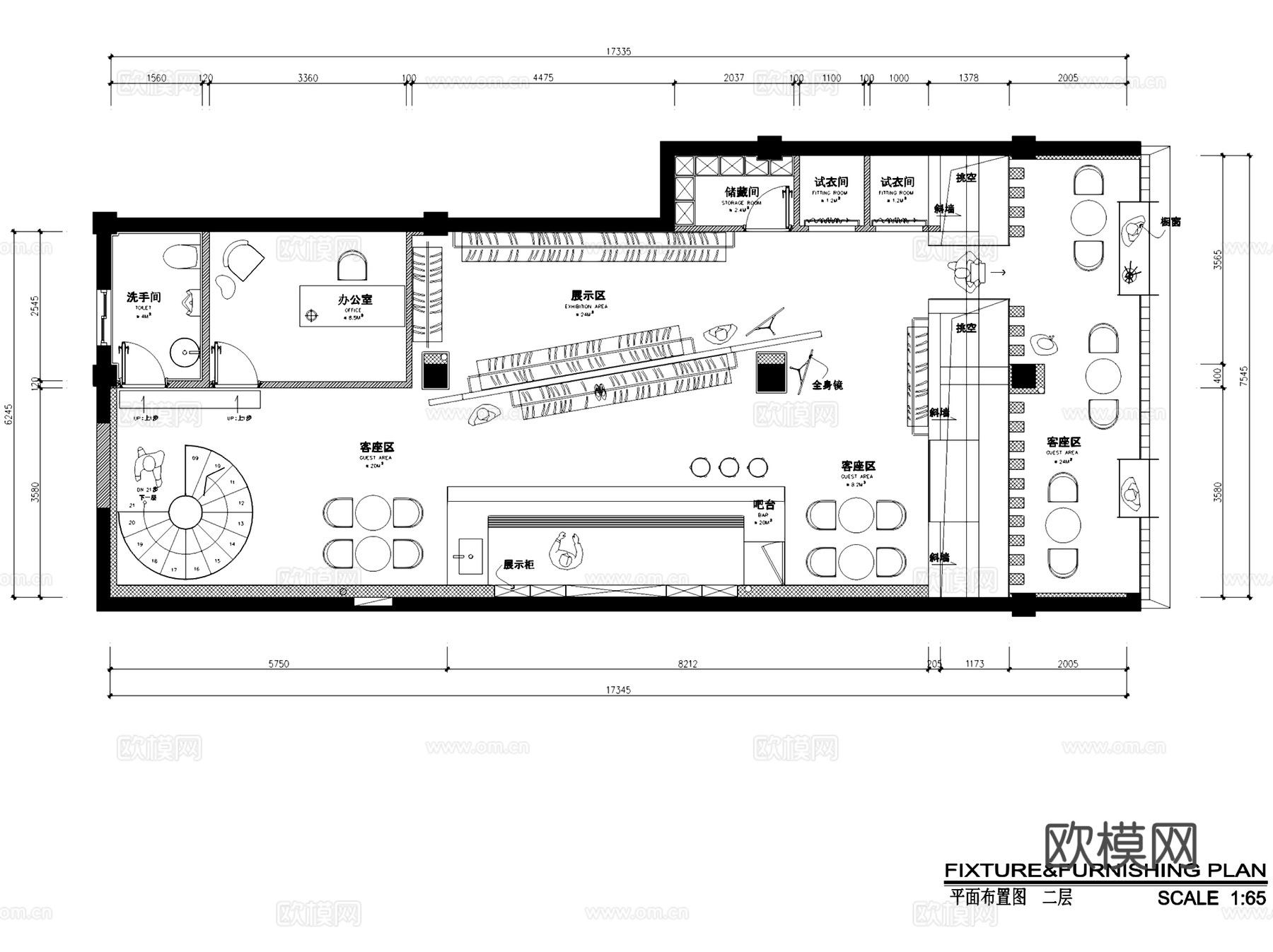 南京MINI MOOK句容店服装店室内工装CAD施工图整套cad施工图