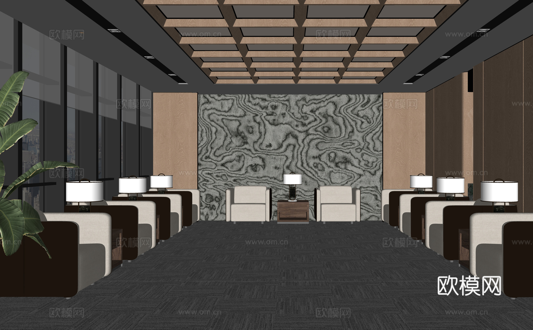 现代酒店接待室 会议室su模型