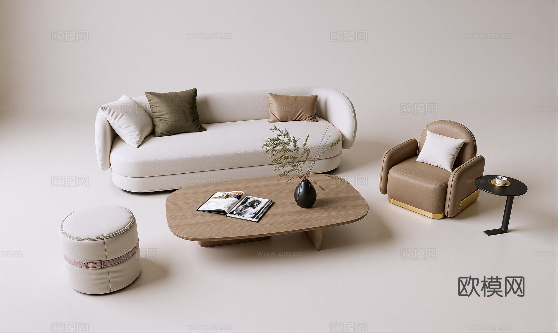 现代沙发组合su模型