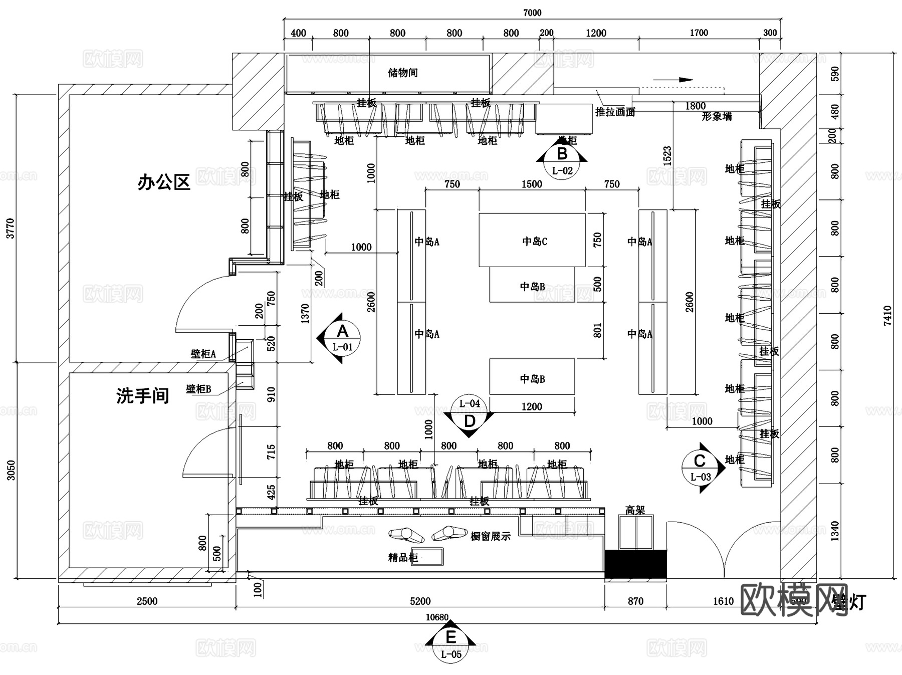 圣杰服饰服装店室内工装CAD施工图+3Dmax模型cad施工图