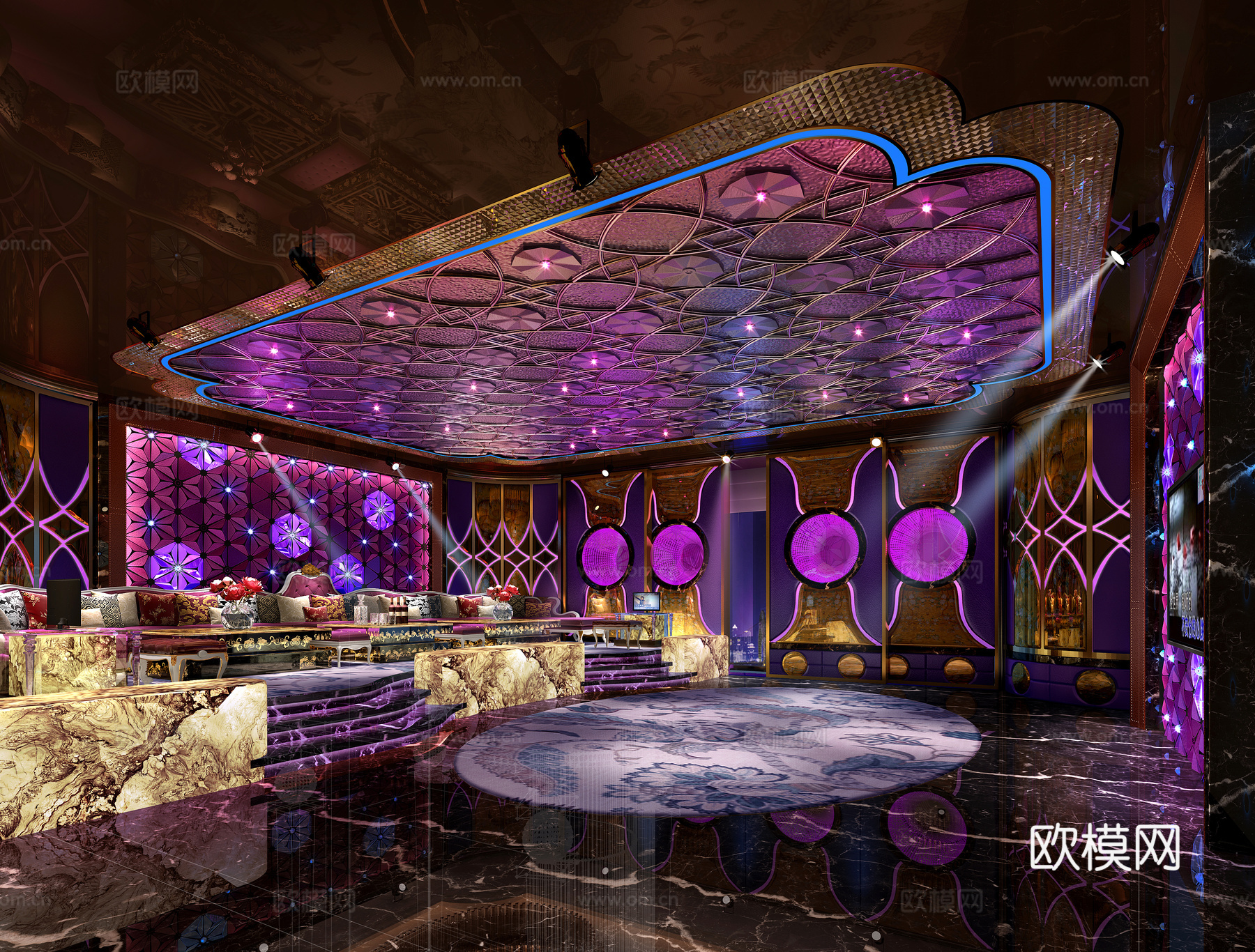 新古典3D模型 工装空间 休闲娱乐 KTV 奢华3d模型下载（渲染图2）