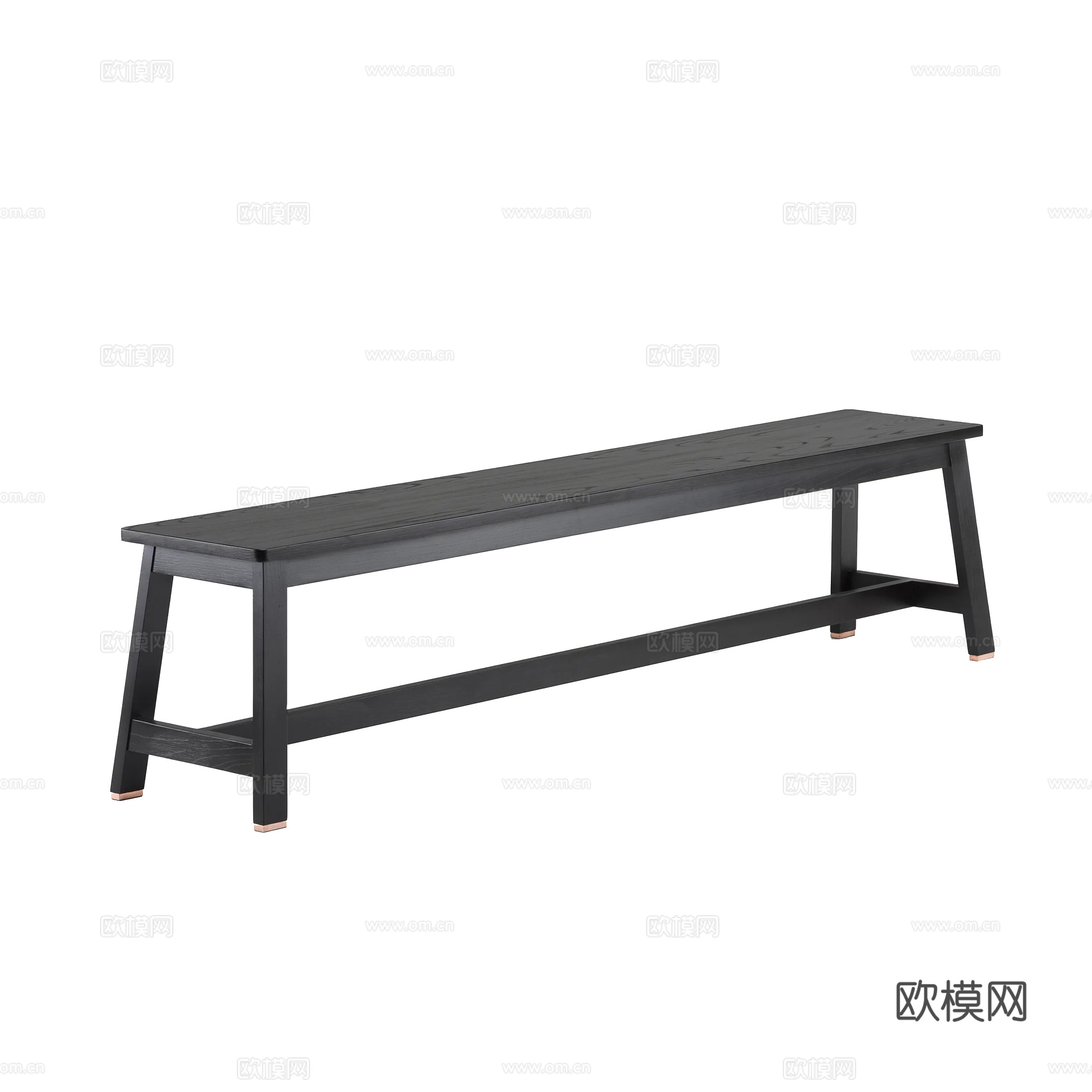 中古风木质长凳 沙发凳su模型