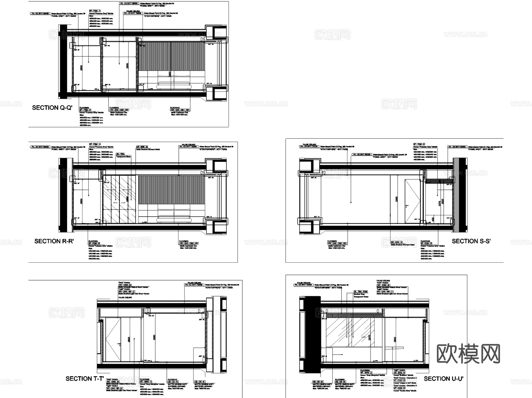 北京通州万科滨江豪宅样板房室内家装CAD施工图整套+文本cad施工图