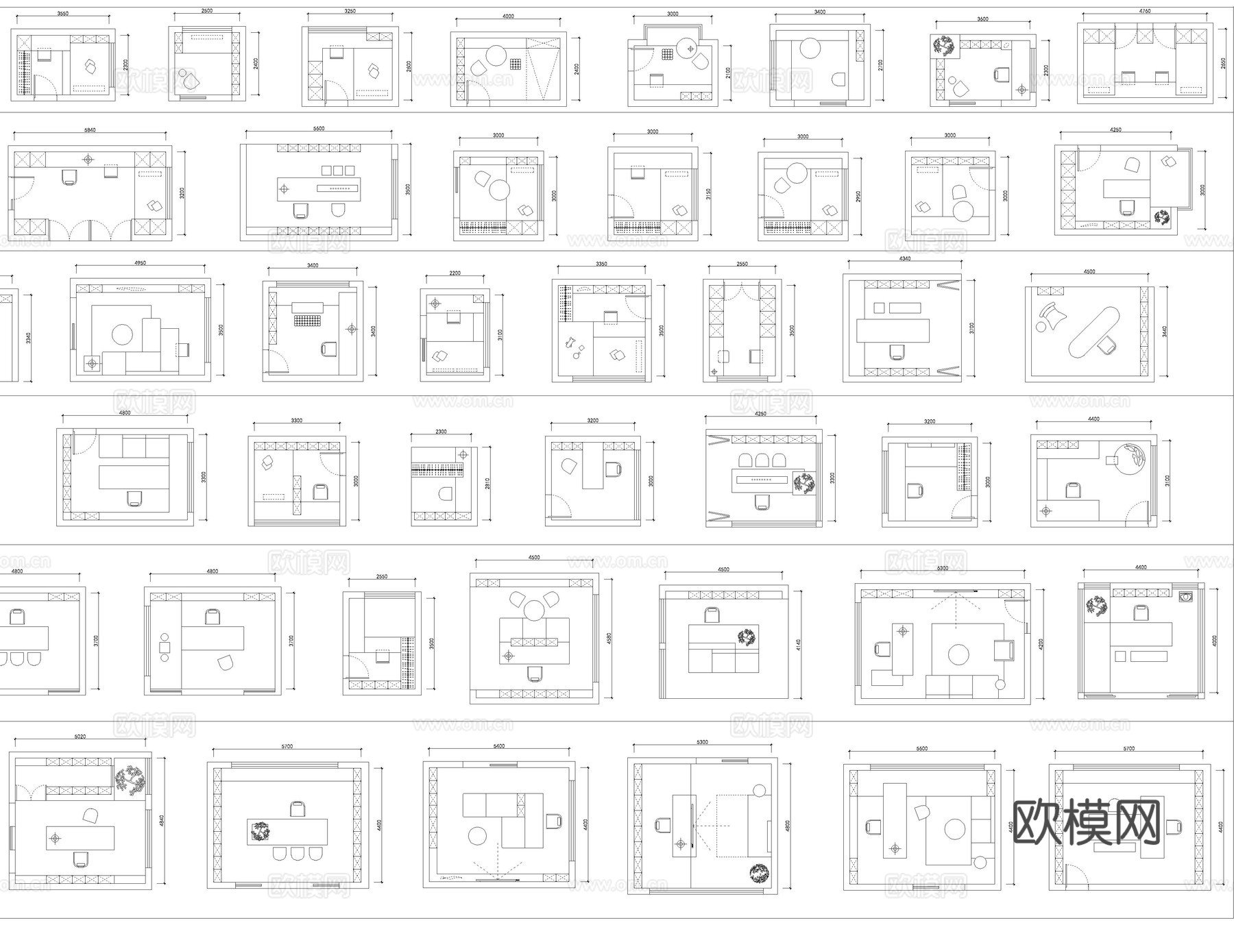 100套家装书房茶室平面图CAD图块图库cad施工图