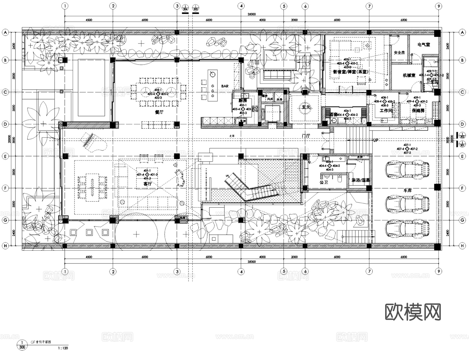 三亚海棠湾四季酒店别墅C型室内家装CAD施工图整套cad施工图