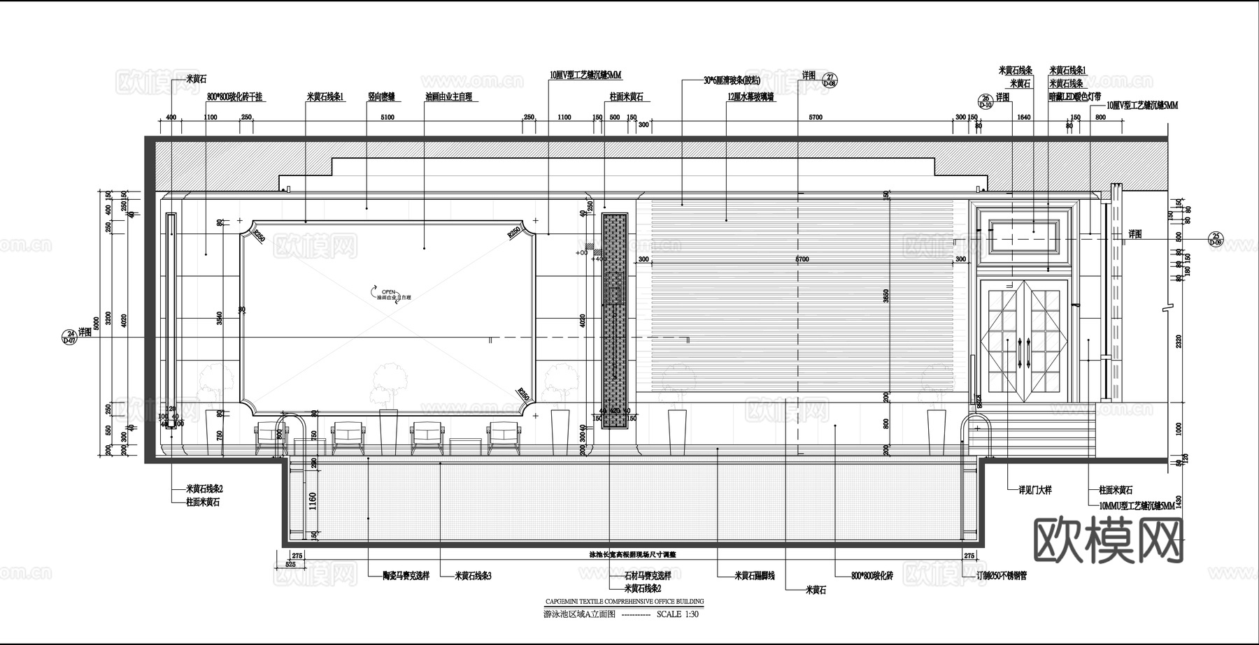 欧式休闲会所施工图合集cad施工图