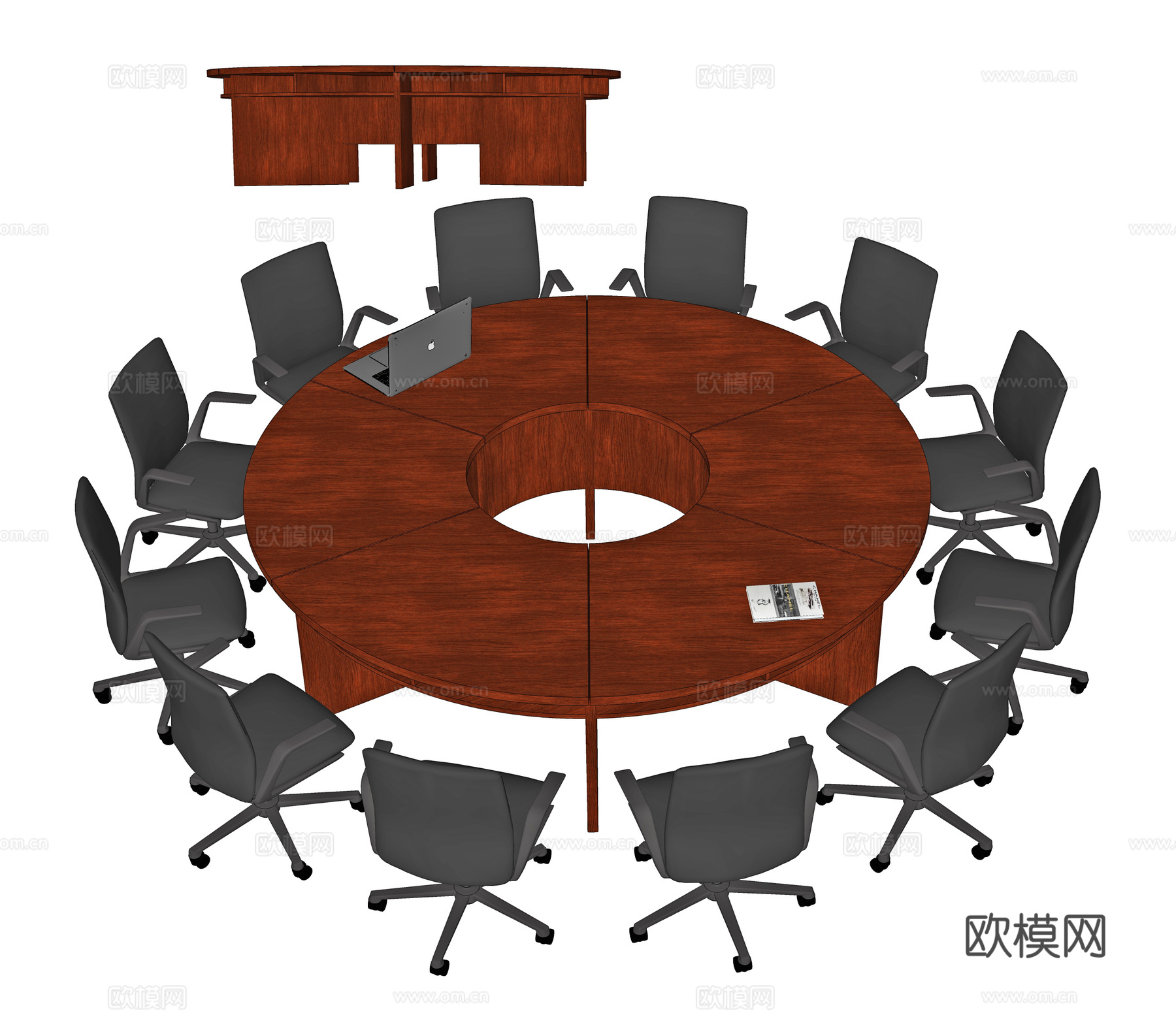 现代会议桌 洽谈桌 圆形会议桌 圆桌 圆桌会议 会议椅 办公su模型