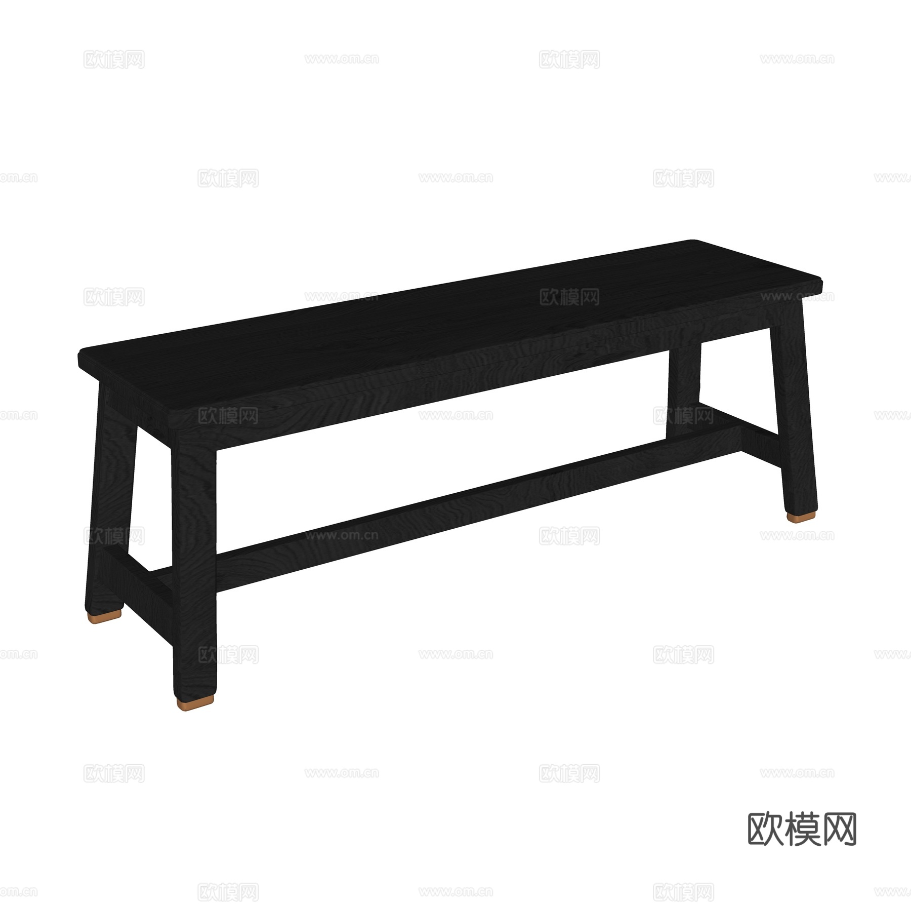 中古风木质长凳 沙发凳su模型