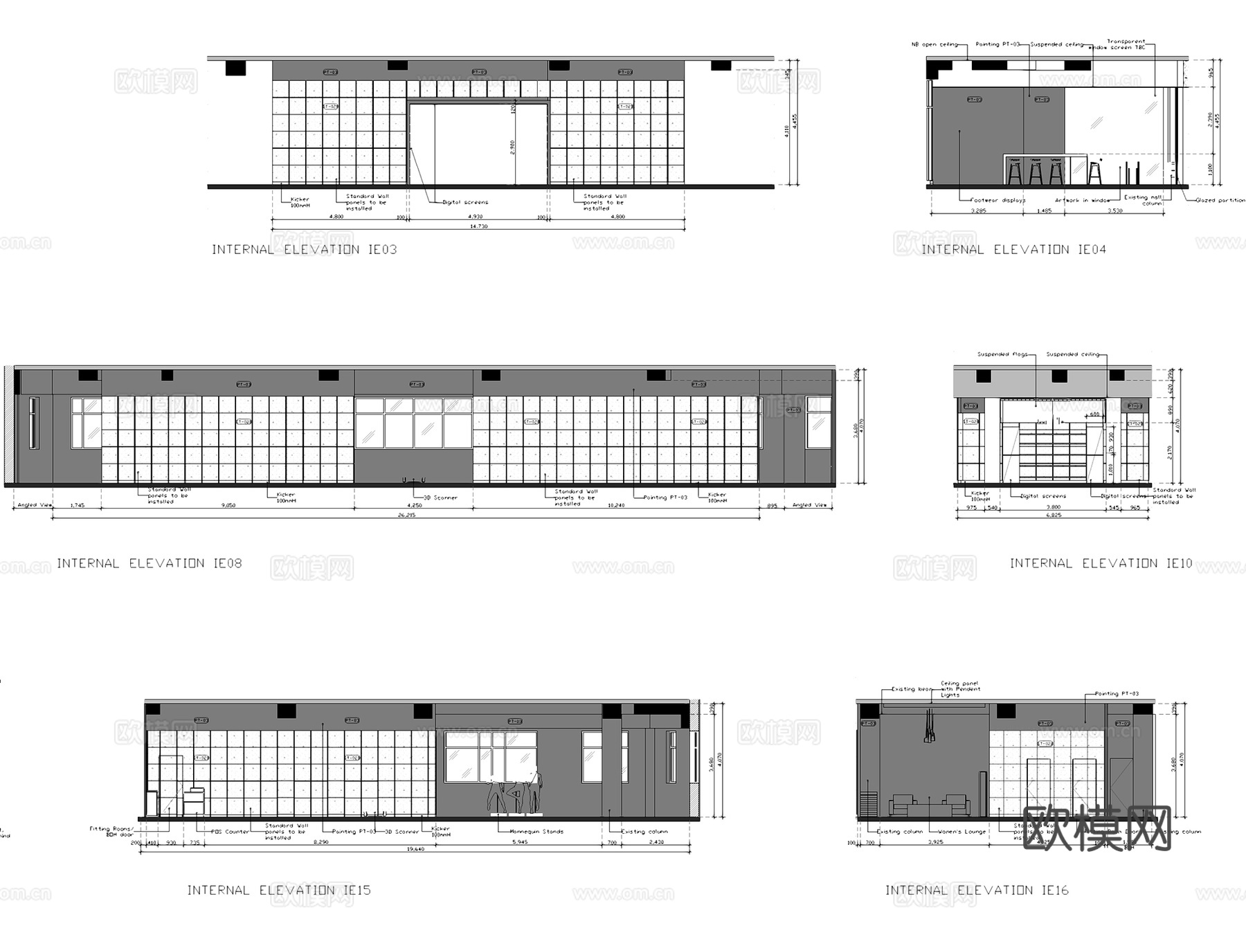 上海新百伦New Balance运动品牌服装店室内工装CADcad施工图