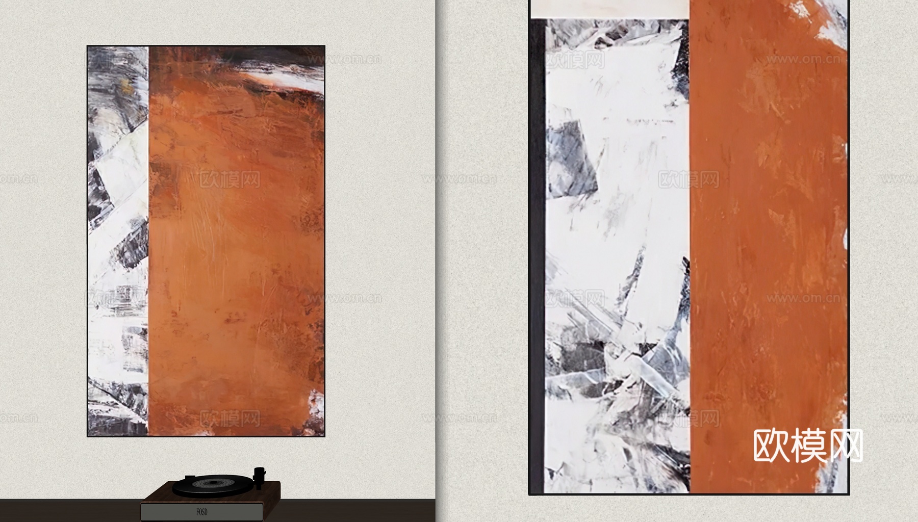 现代中古风装饰画su模型