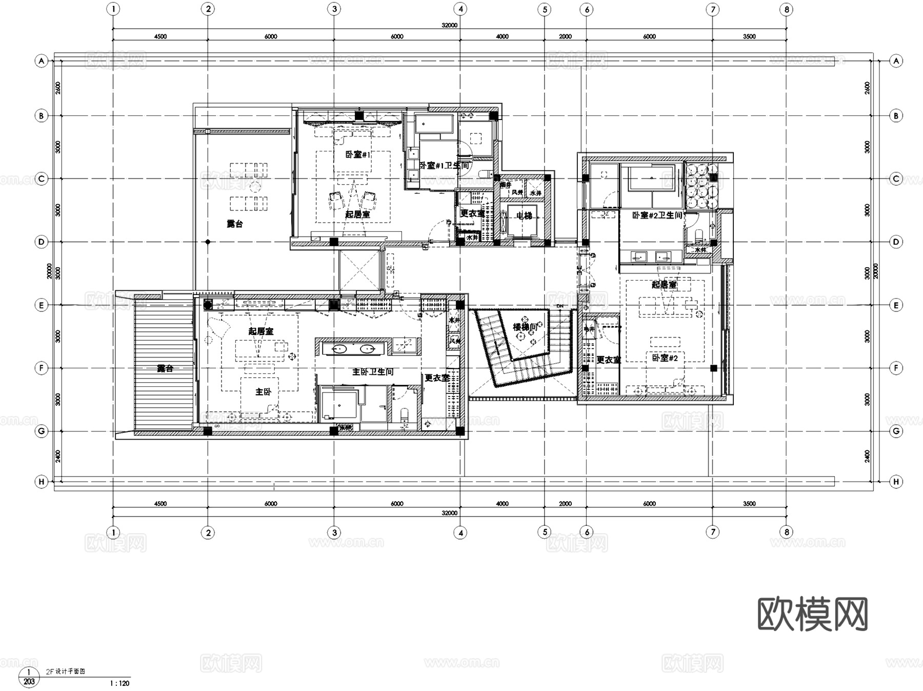 三亚海棠湾四季酒店别墅C型室内家装CAD施工图整套cad施工图