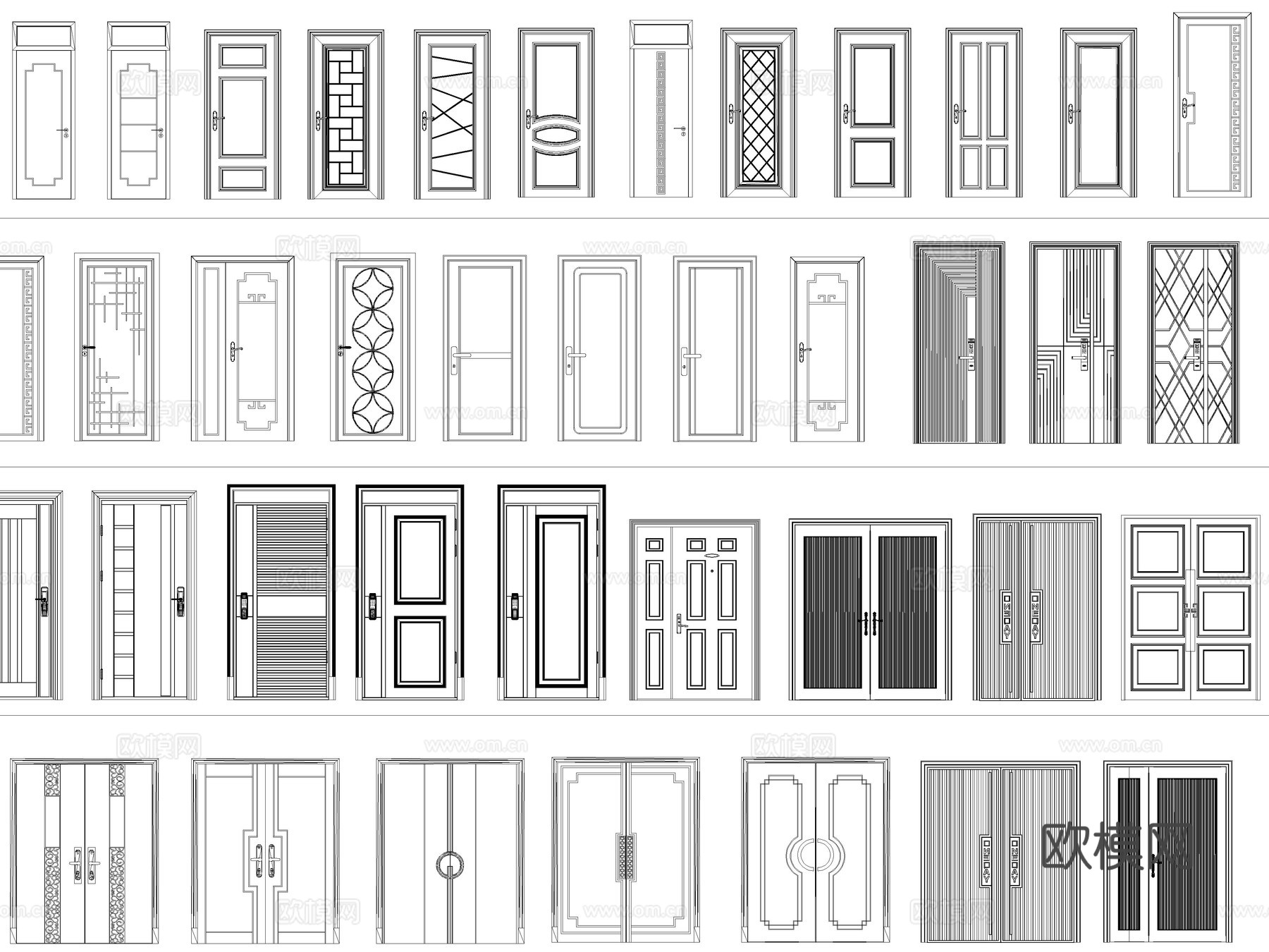 2026年最新超全单开门双开门卧室门cad施工图