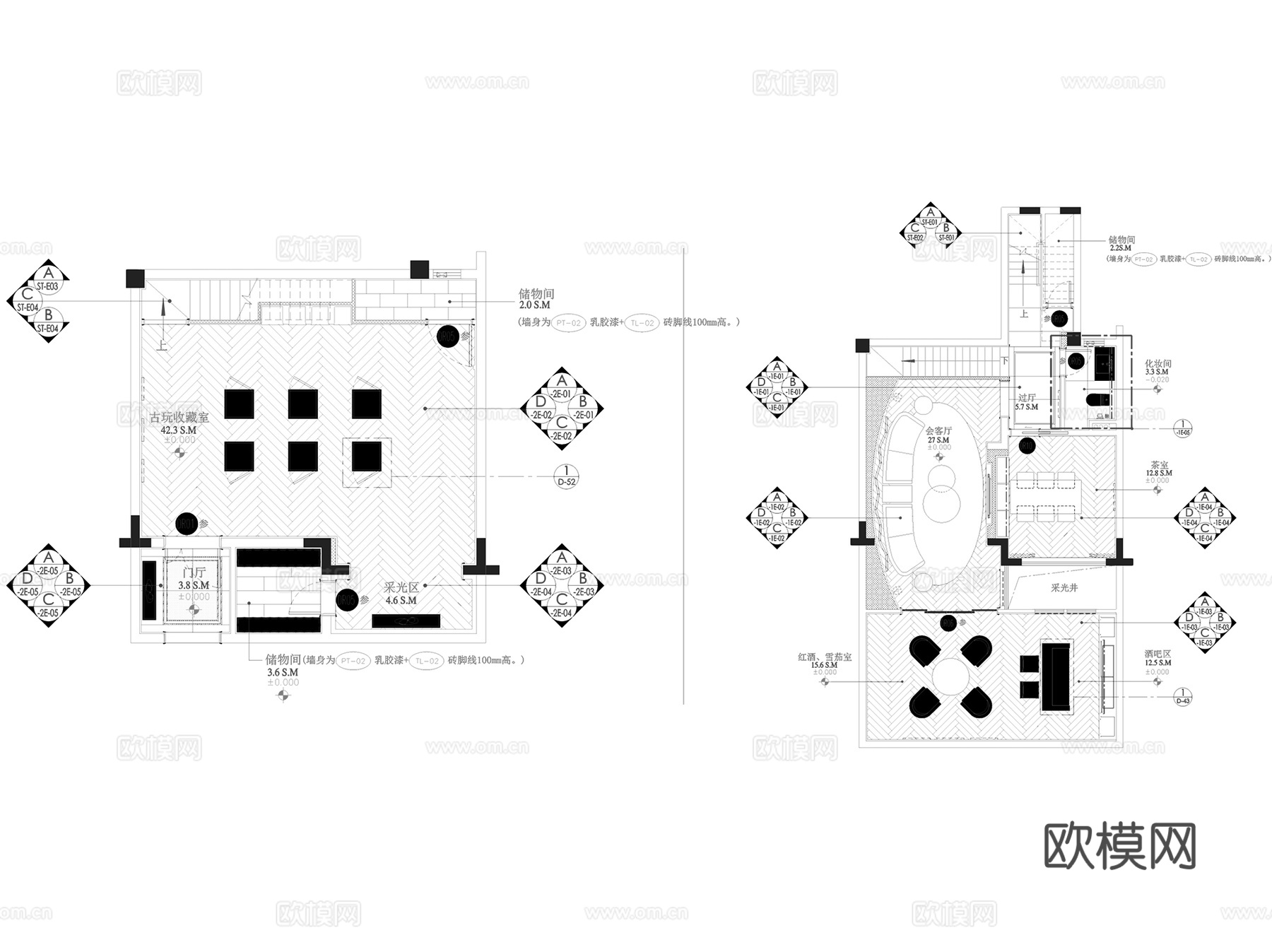 苏州雅居乐相城四拼叠墅A户型室内家装CAD施工图整套+文本cad施工图