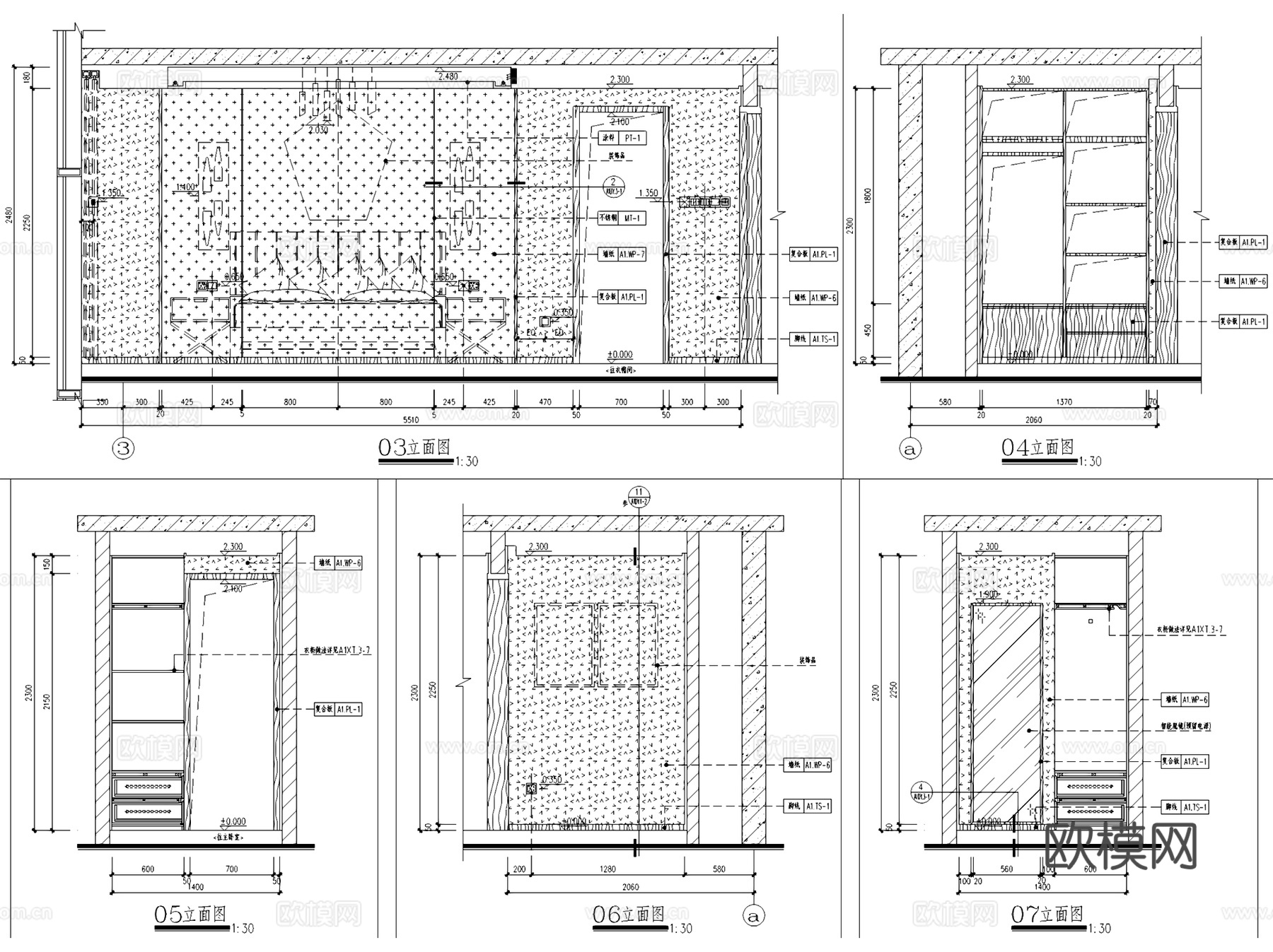 大兴万科天地商改住鹿特丹三层别墅挑空样板间室内家装CADcad施工图
