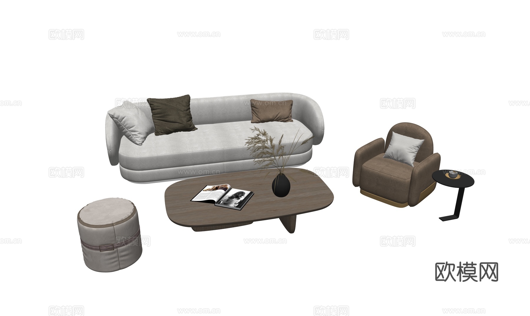 现代沙发组合su模型