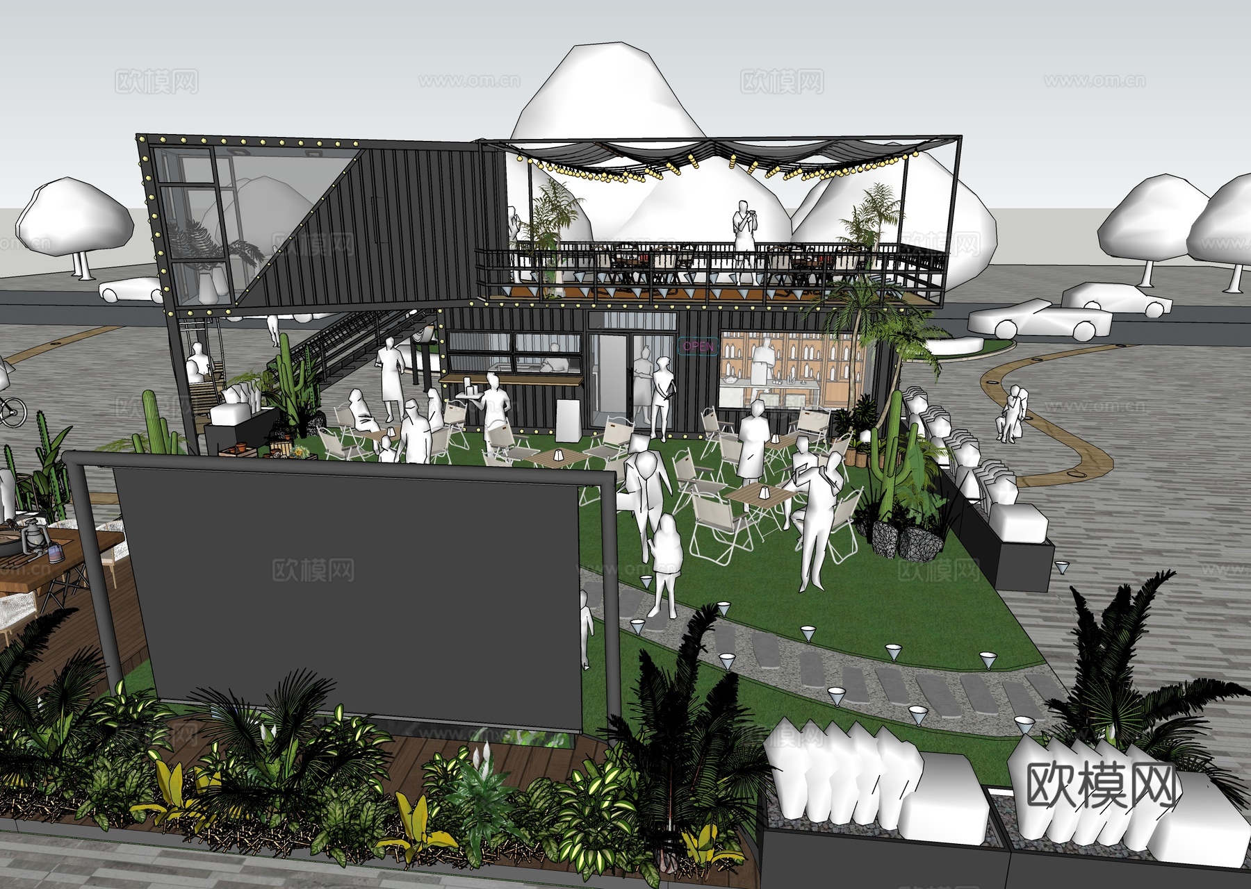 户外露营帐篷 商业外摆su模型