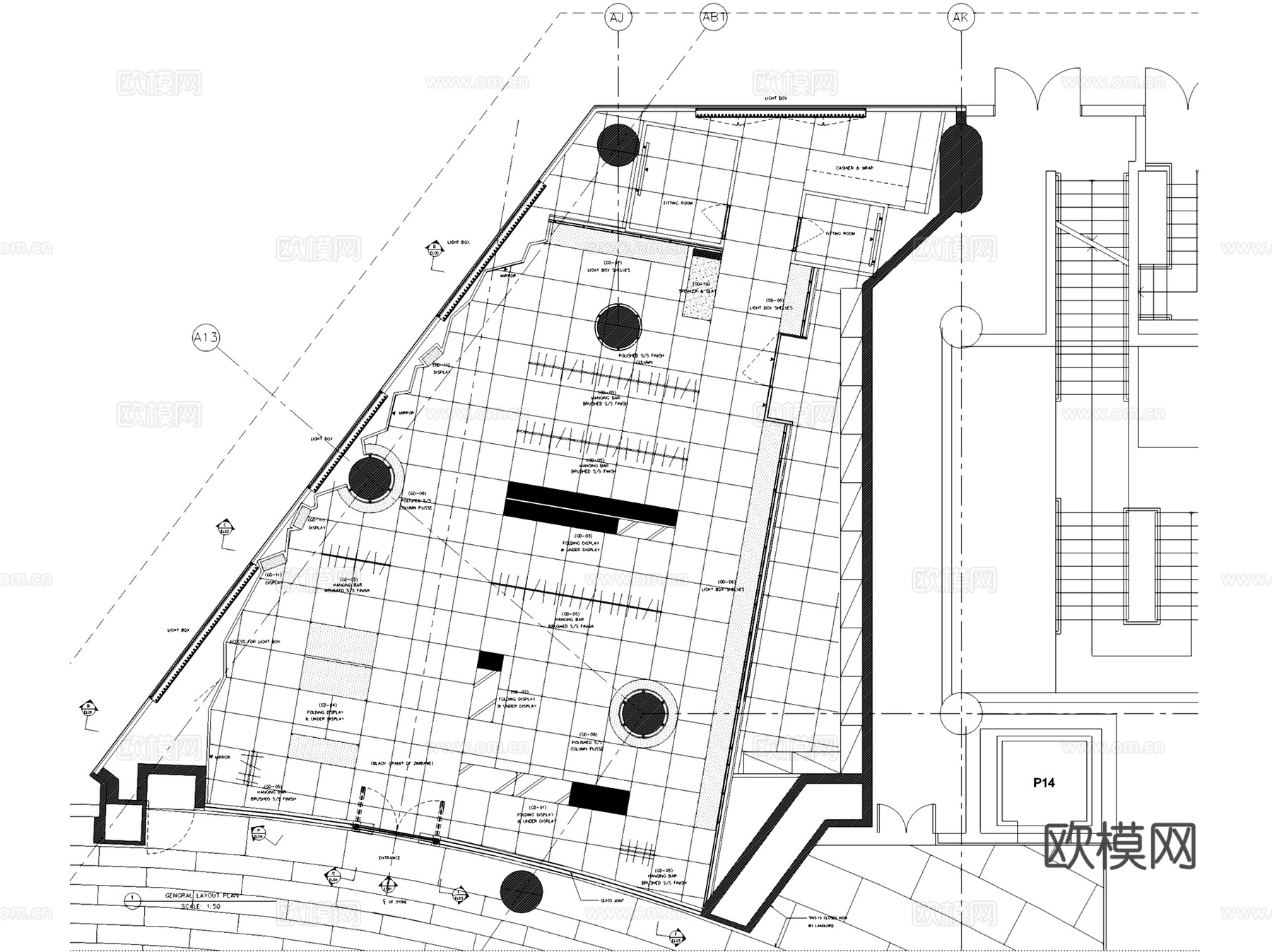 上海Dior Homme男士服装店室内工装CAD施工图cad施工图