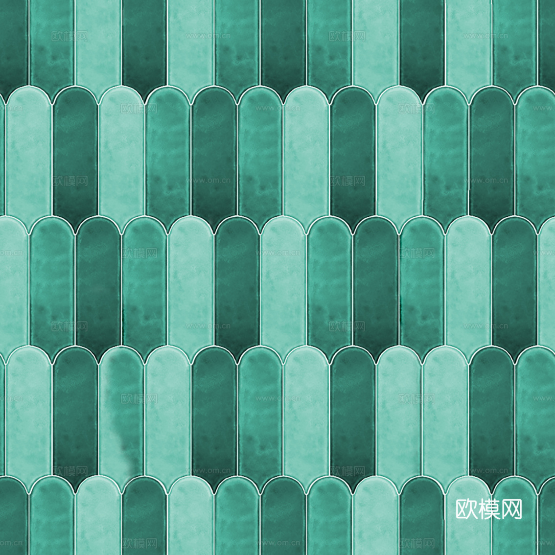 无缝绿色渐变羽毛砖瓷砖