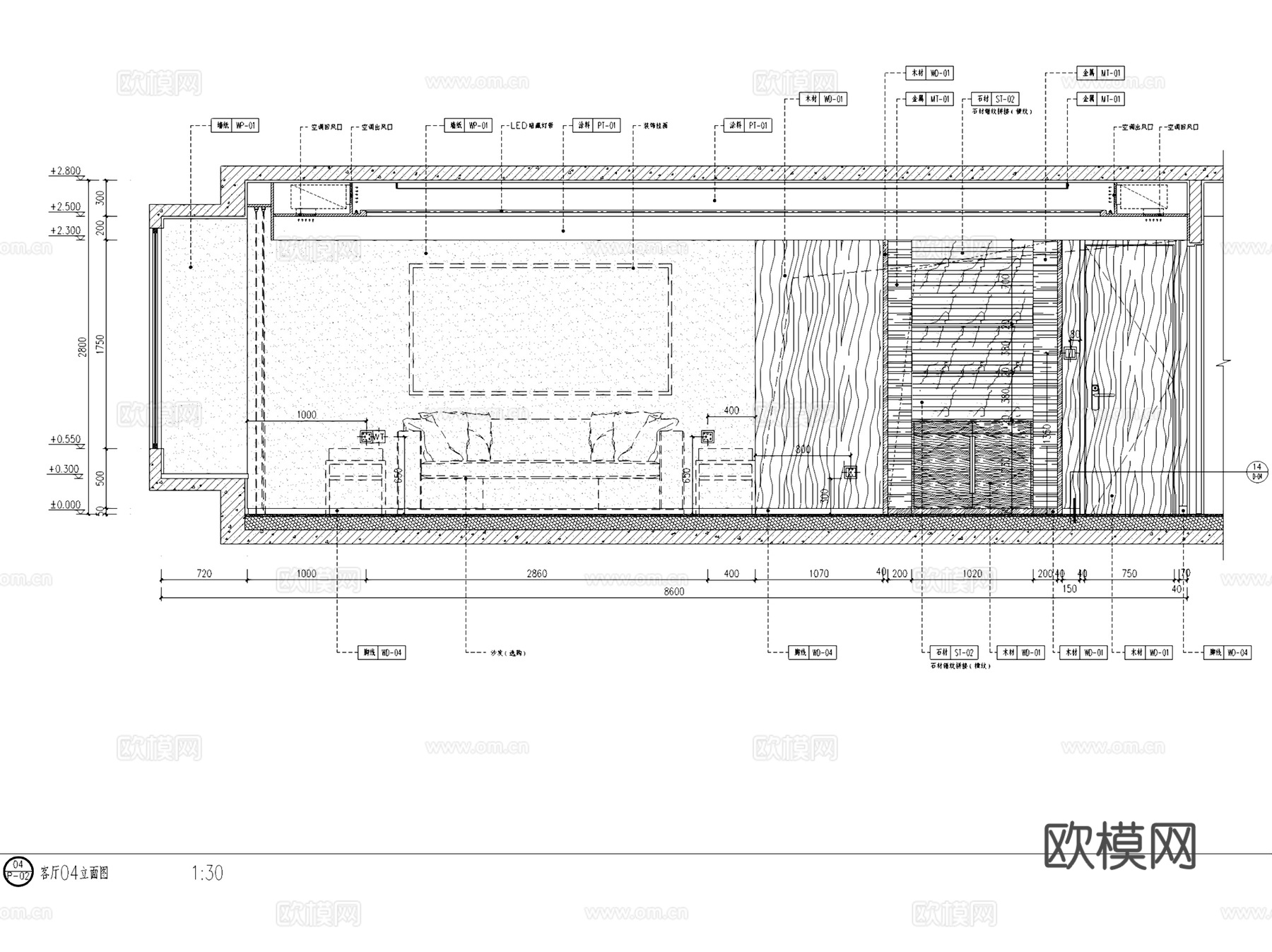 北京万科翡翠长安140户型样板房室内家装CAD施工图整套文本cad施工图
