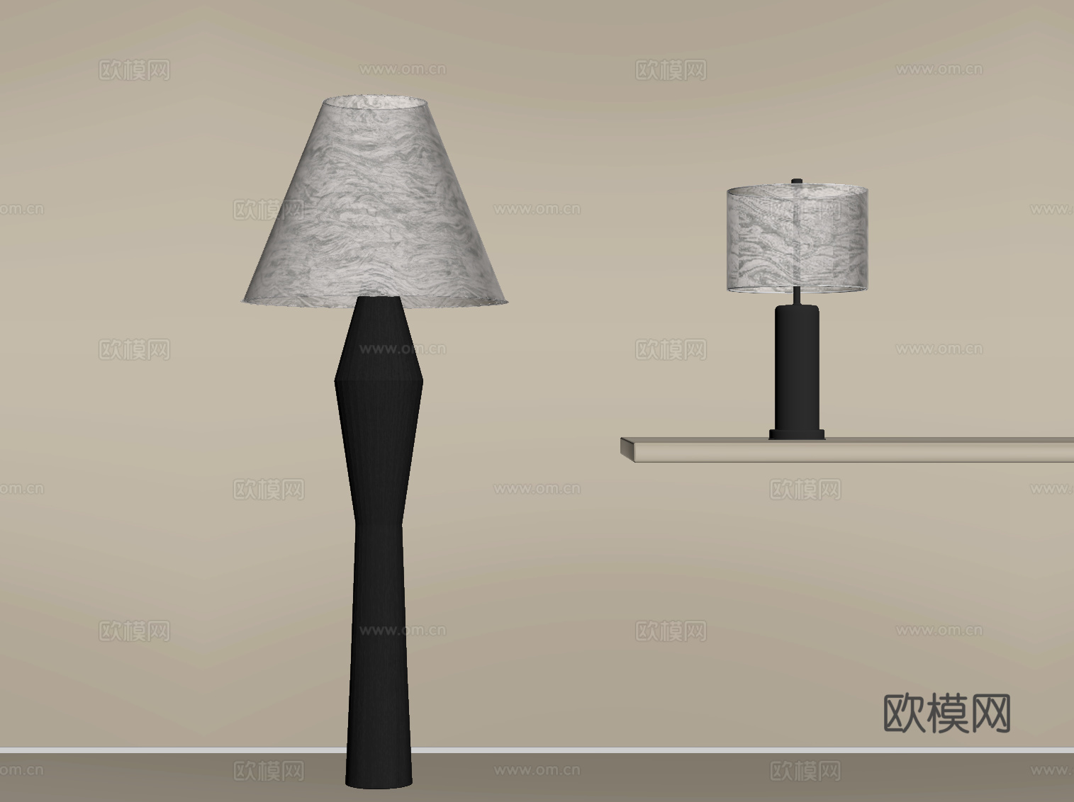 现代意式落地灯 台灯su模型
