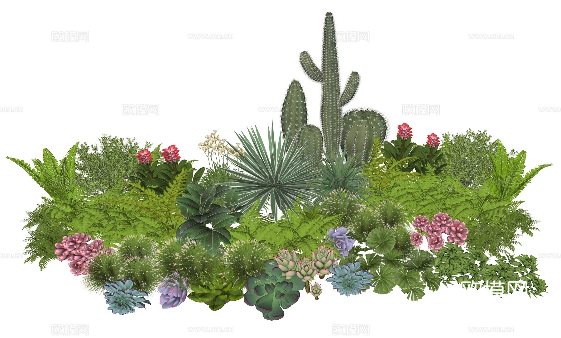 现代庭院植物堆景观组合su模型