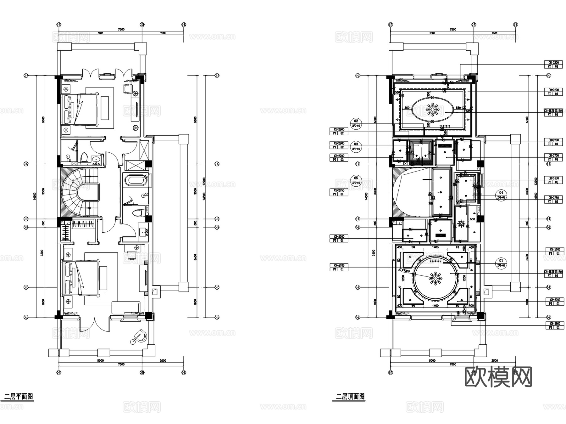 翠屏九溪诚园南区三层别墅N3户型样板房(阁楼)室内家装CADcad施工图
