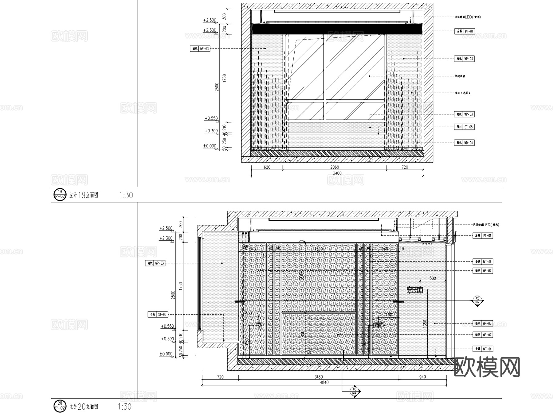 北京万科翡翠长安140户型样板房室内家装CAD施工图整套文本cad施工图