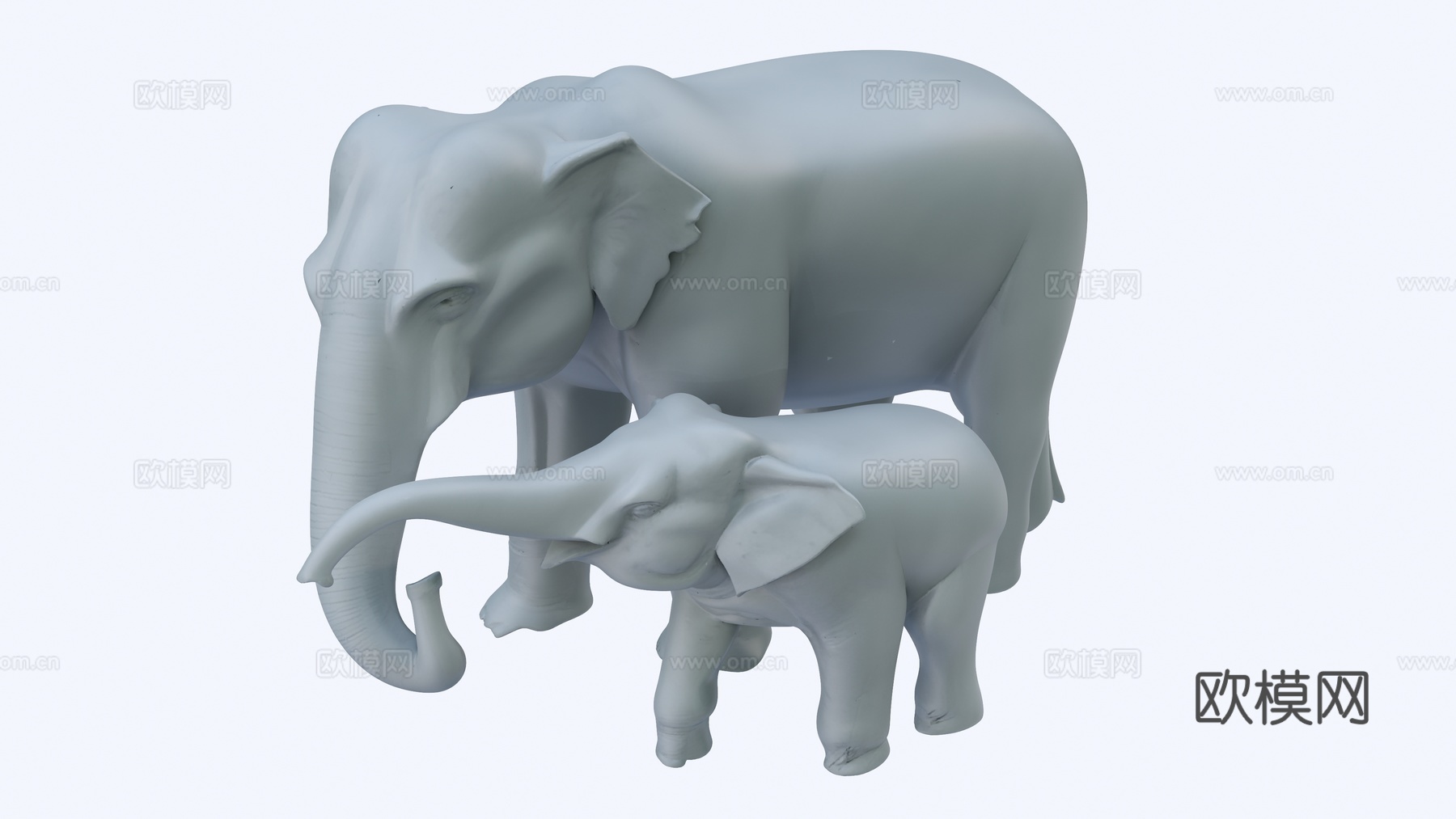 大象和小象雕塑组合su模型