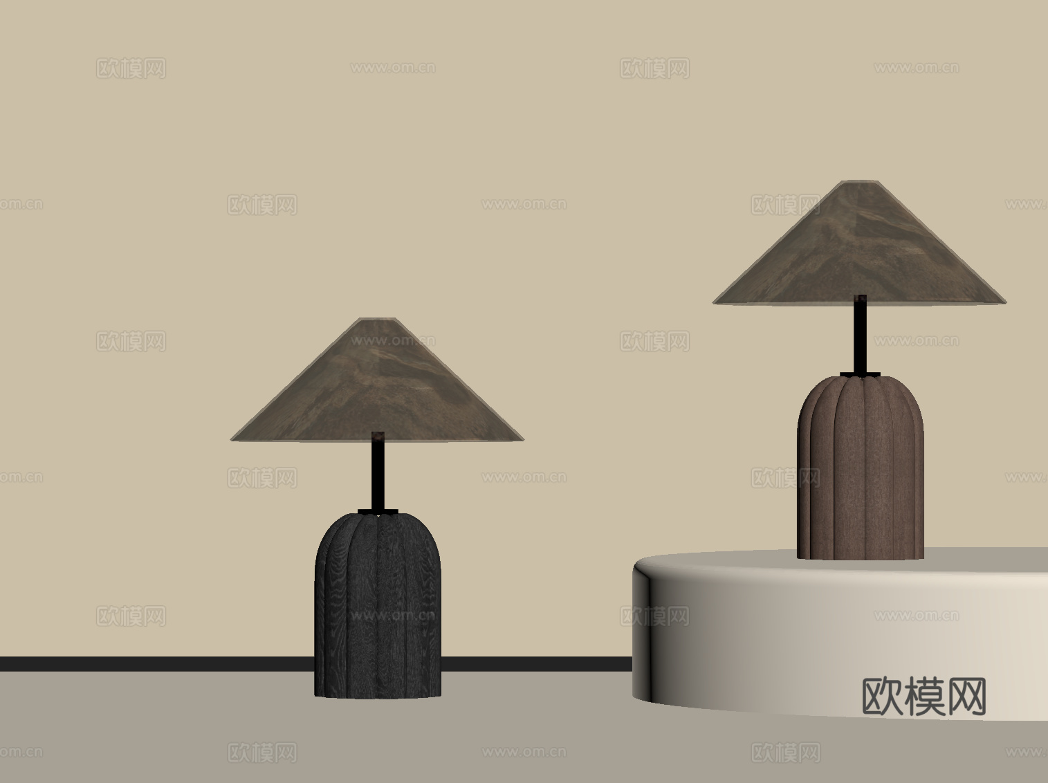 现代中古风台灯su模型