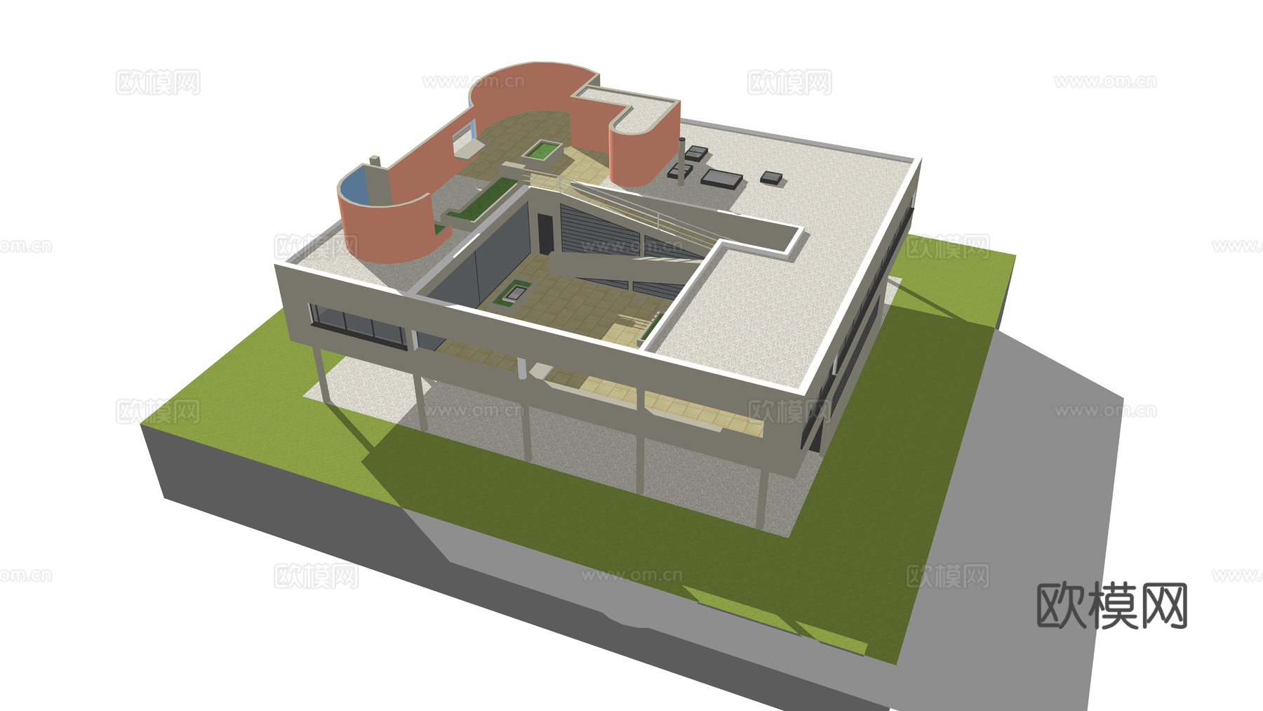 现代风格萨伏伊别墅建筑su模型
