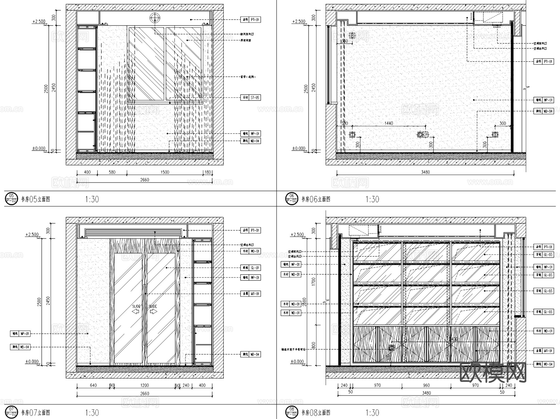 北京万科翡翠长安140户型样板房室内家装CAD施工图整套文本cad施工图