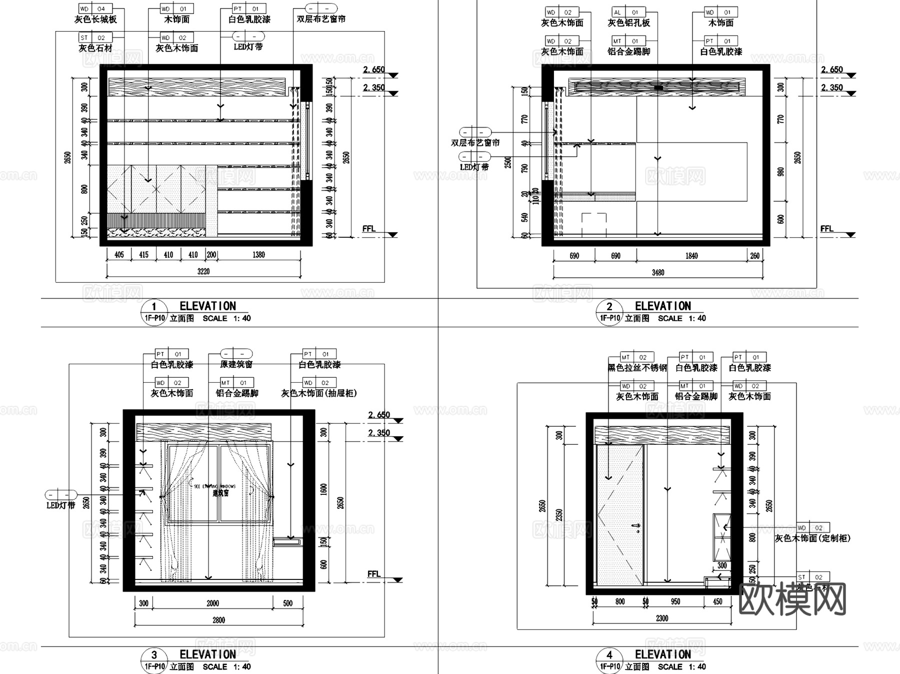 无锡万科翡翠东方大平层室内家装CAD施工图整套cad施工图