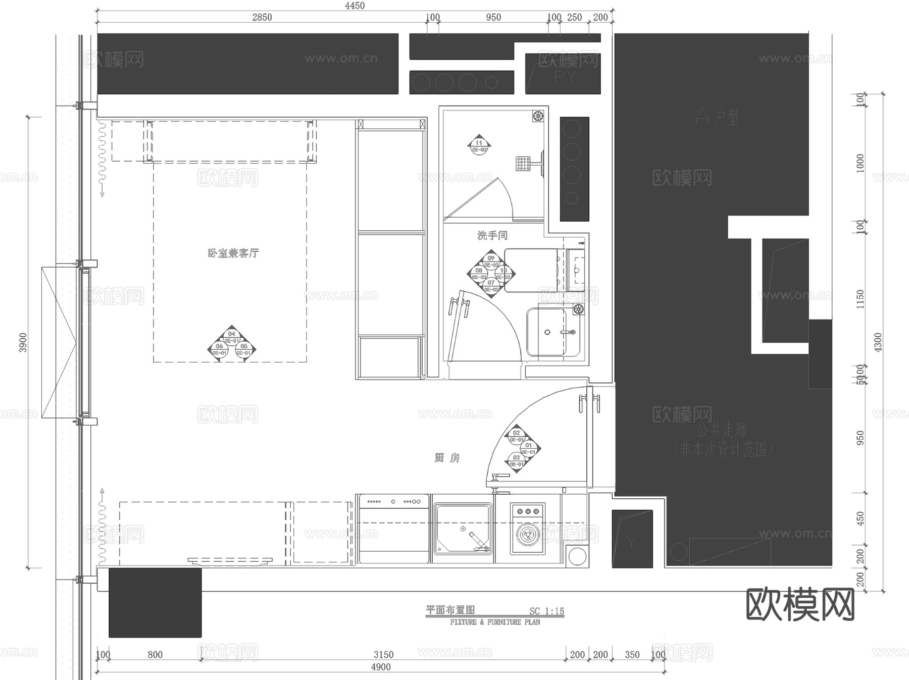 华润横琴万象世界一期公寓样板房室内家装CAD施工图整套+文本cad施工图