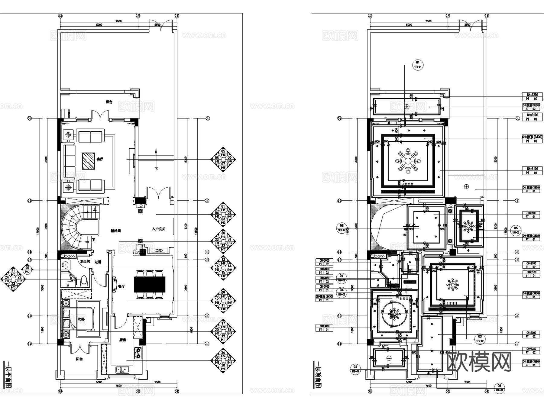 翠屏九溪诚园南区三层别墅N3户型样板房(阁楼)室内家装CADcad施工图