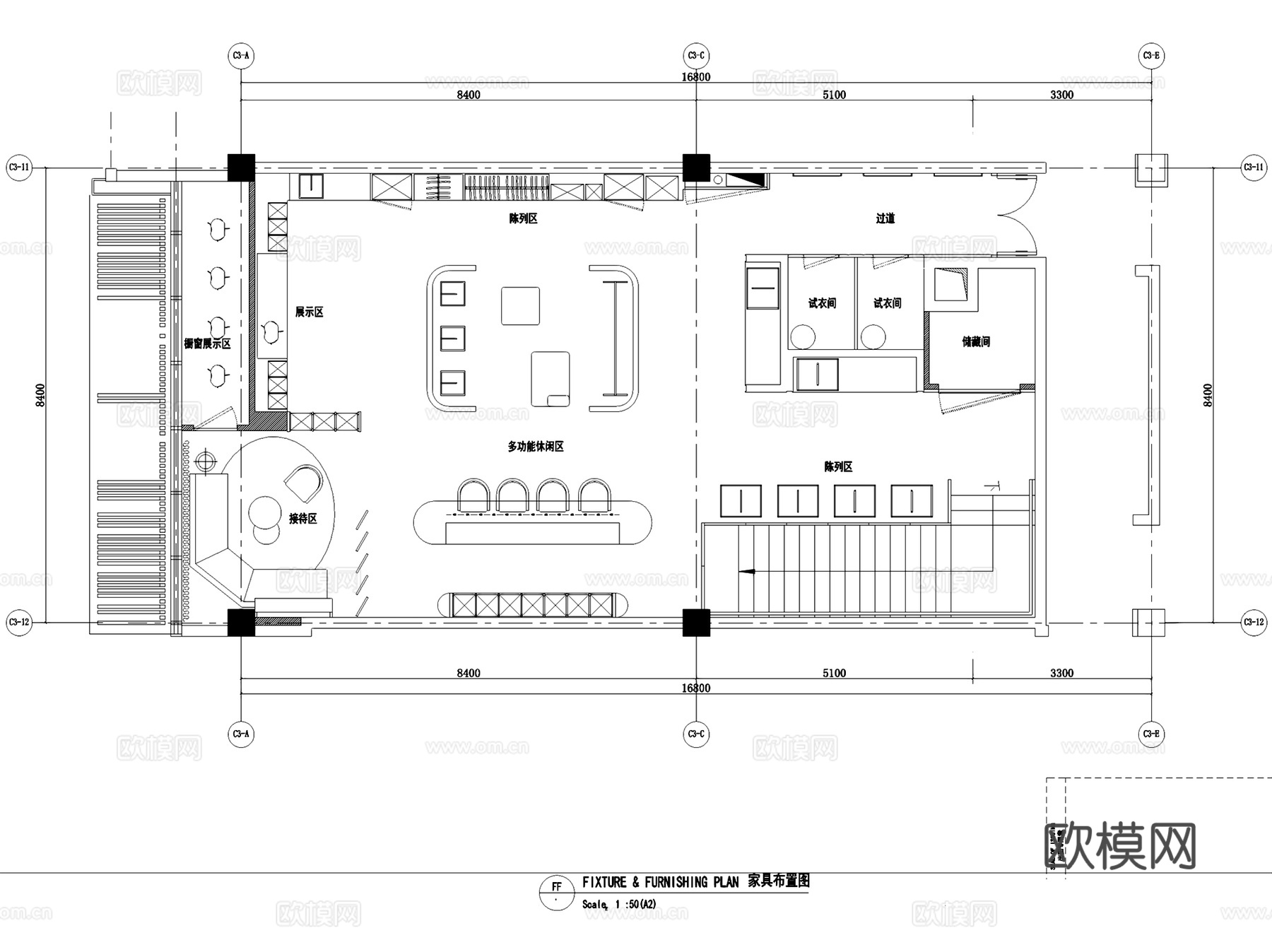 旗袍小镇吴匠服装店室内工装CAD施工图整套+SU模型cad施工图