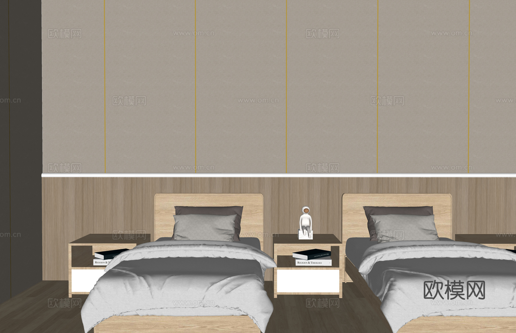 公寓 工装 家装 单人间 卧室 寝室su模型