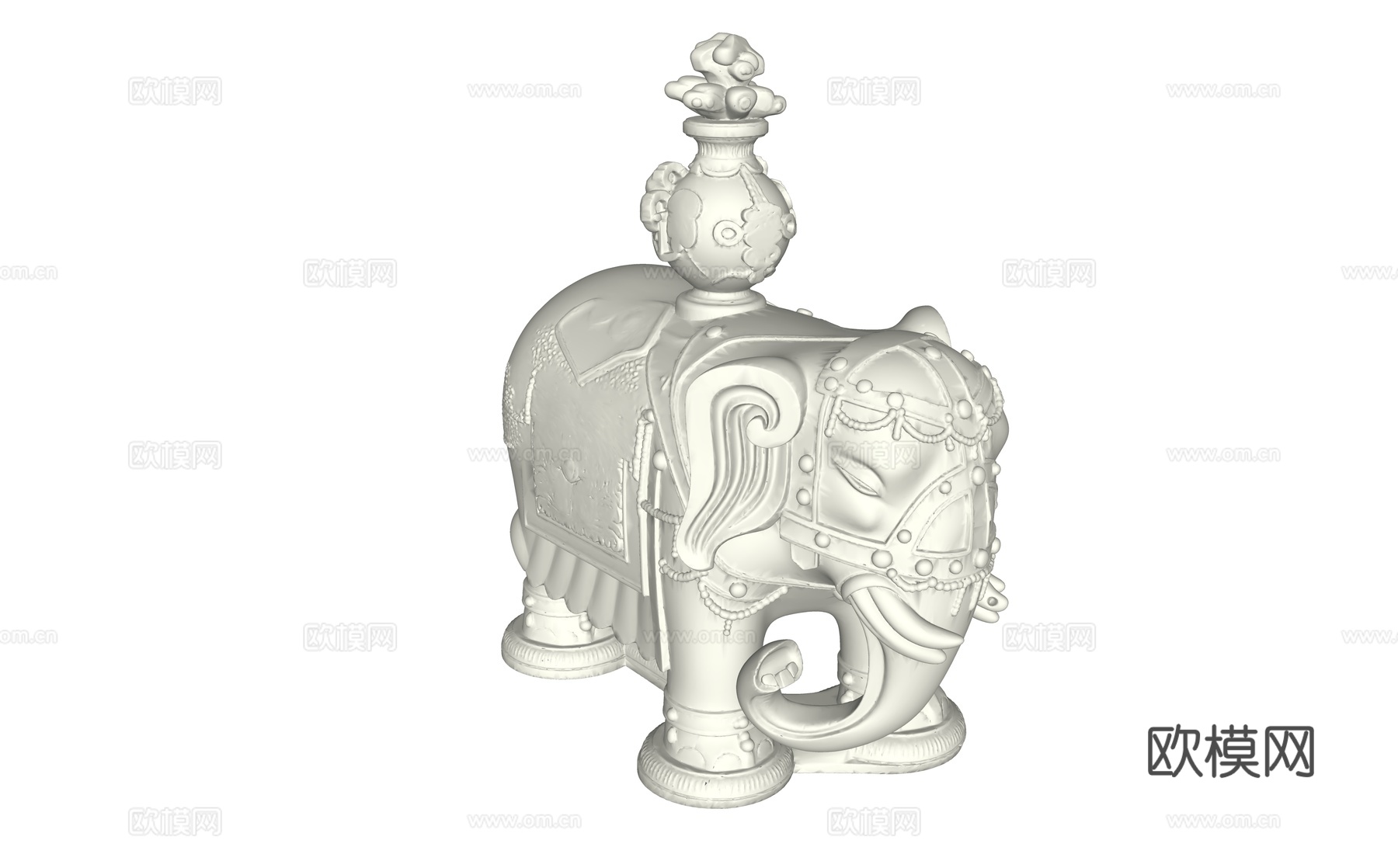 大象驮宝瓶雕塑su模型