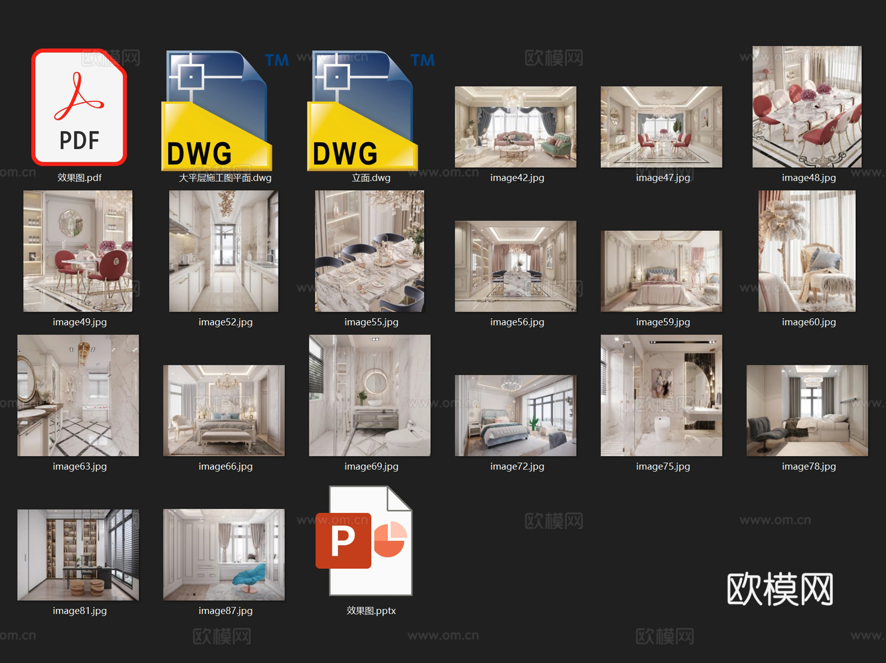 阳光檀苑私宅欧式大平层室内家装CAD施工图整套cad施工图cad施工图