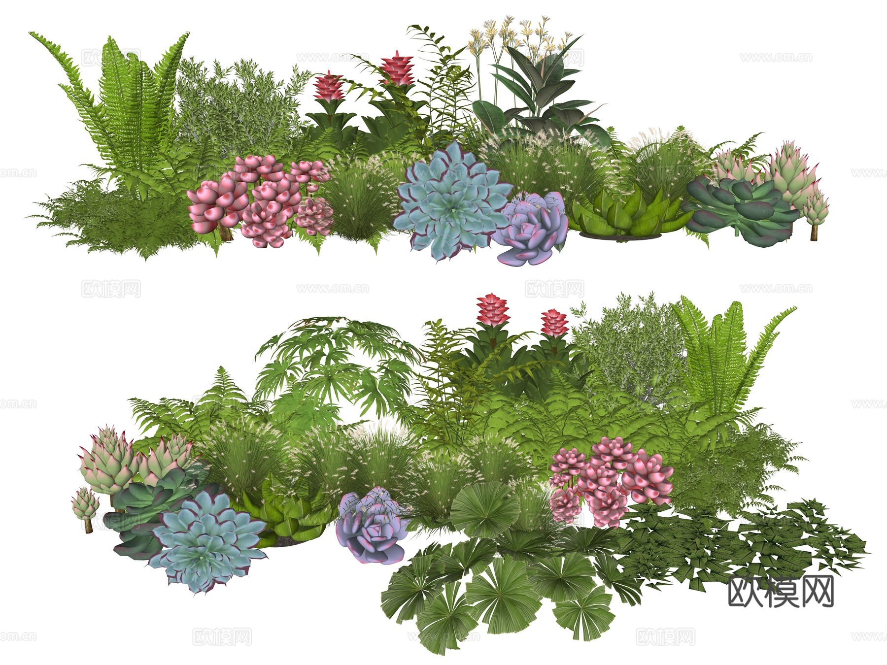 现代室内植物堆景观组合su模型