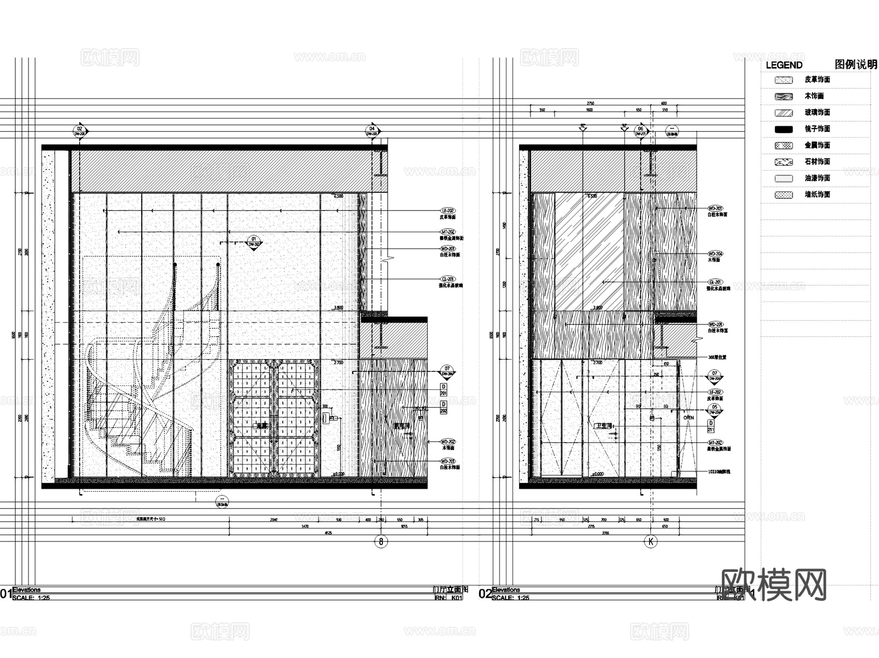 北京通盈中心三里屯一号K户型复式跃层室内家装CAD施工图整套cad施工图